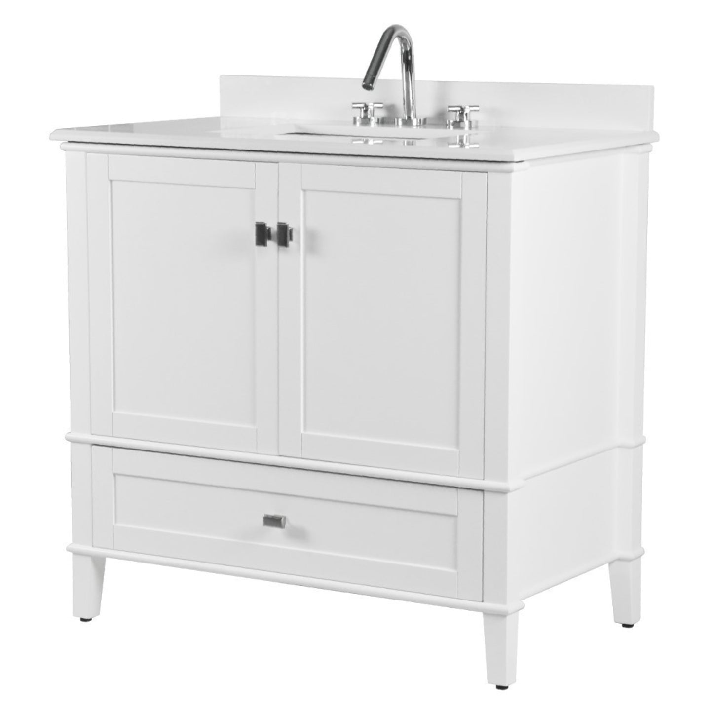 37" SINGLE VANITY IN WHITE WITH ENGINEERED STONE TOP