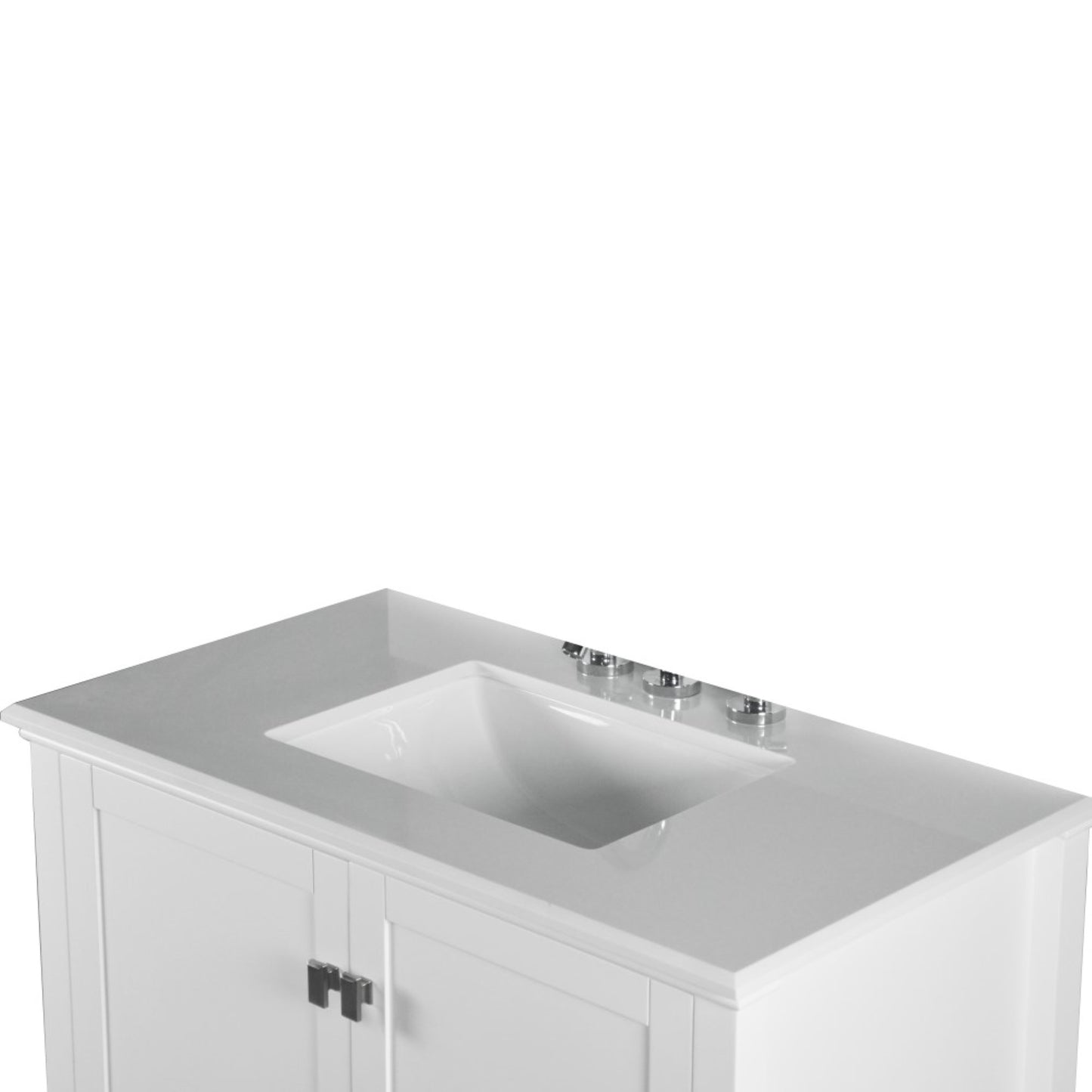 37" SINGLE VANITY IN WHITE WITH ENGINEERED STONE TOP