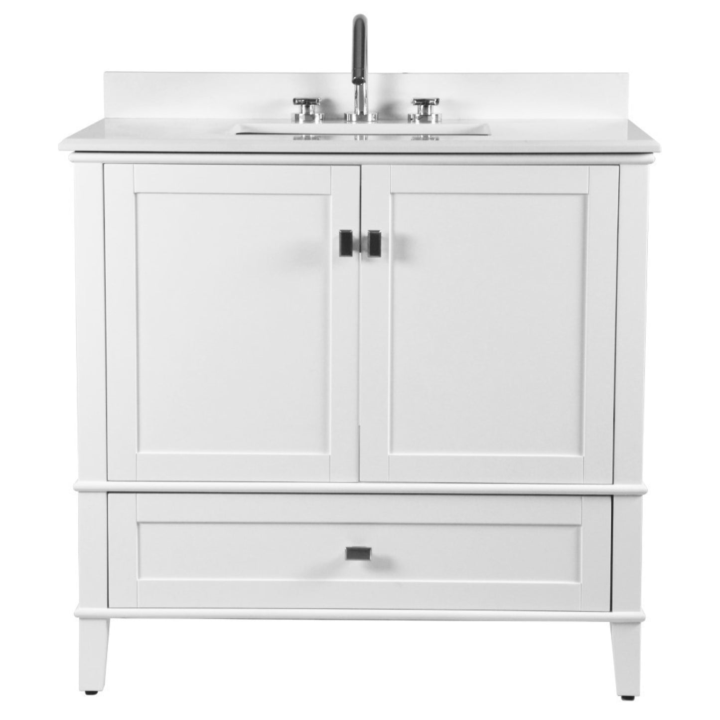 37" SINGLE VANITY IN WHITE WITH ENGINEERED STONE TOP