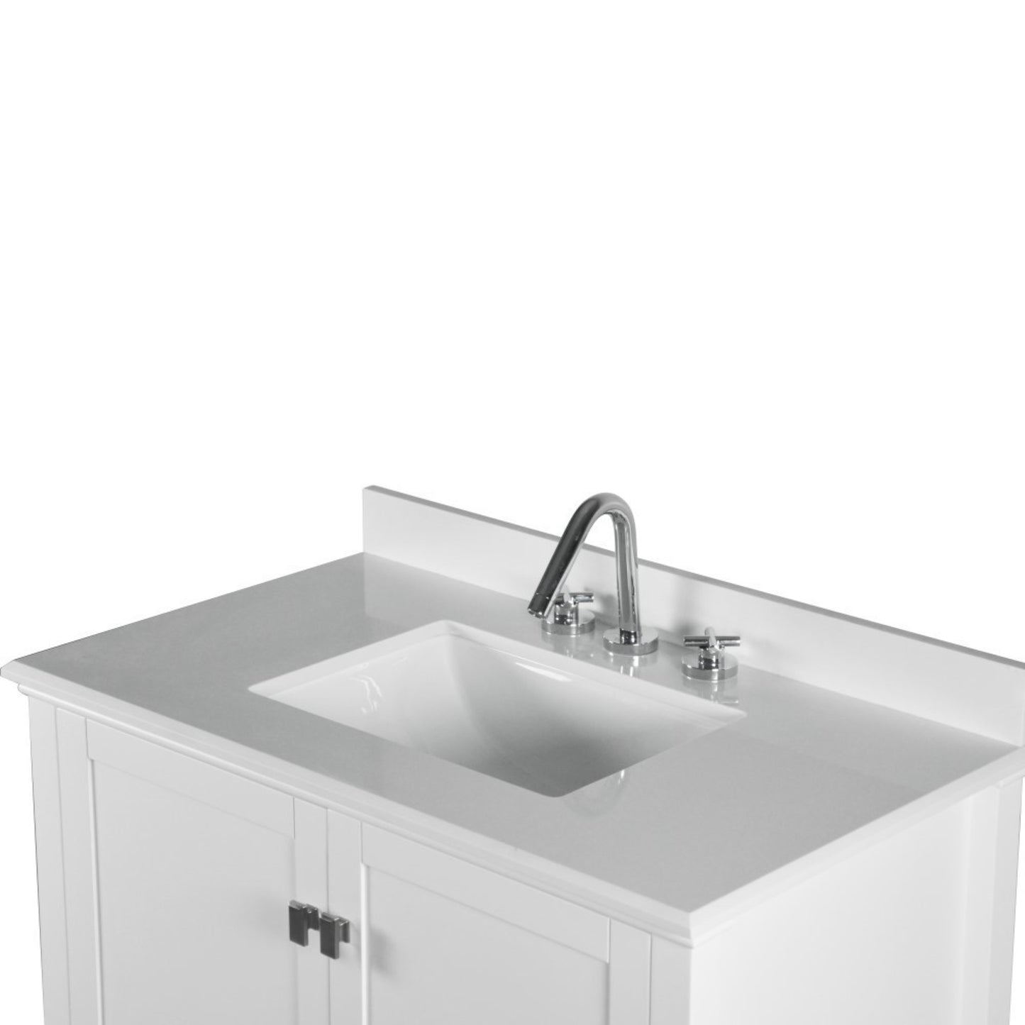37" SINGLE VANITY IN WHITE WITH ENGINEERED STONE TOP
