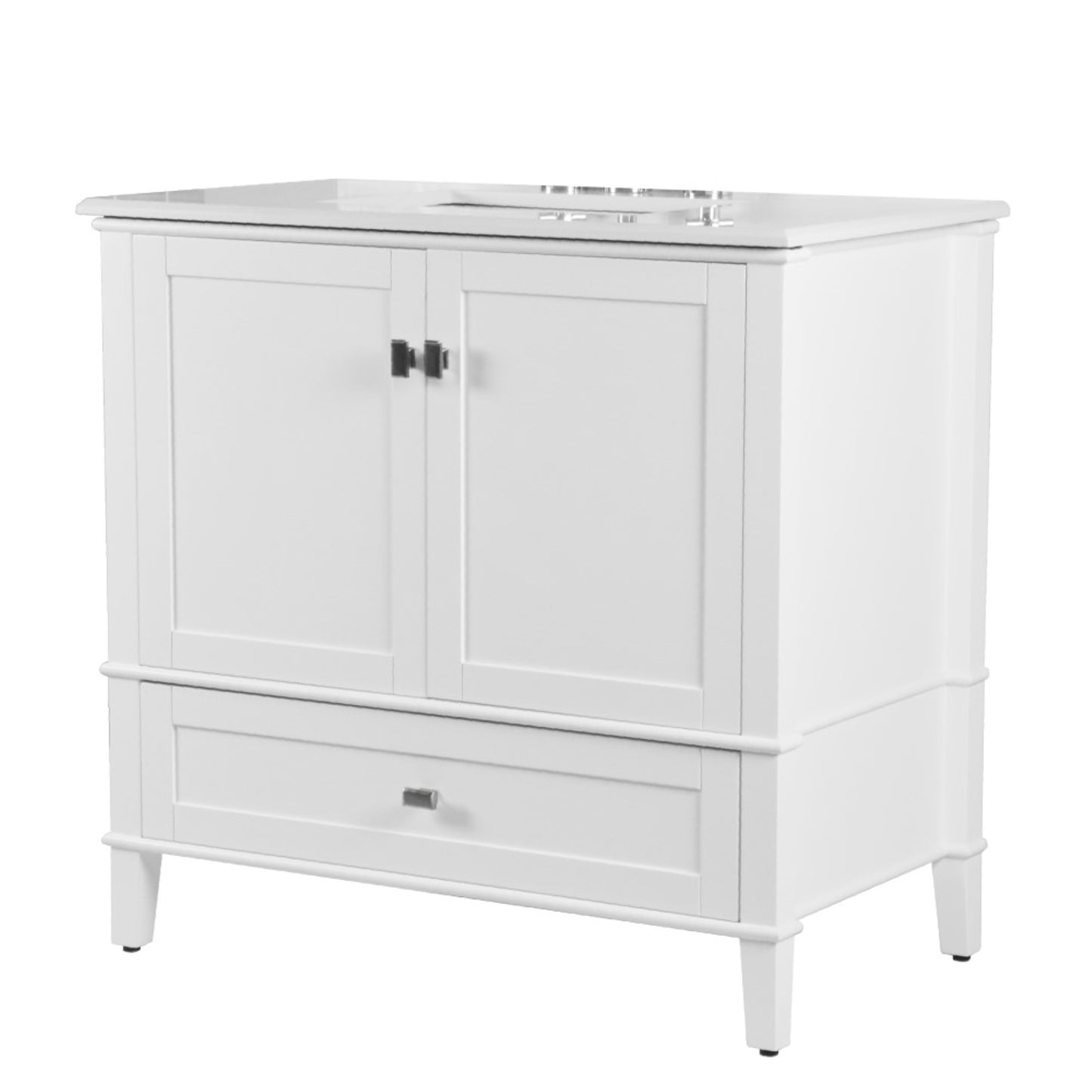 37" SINGLE VANITY IN WHITE WITH ENGINEERED STONE TOP
