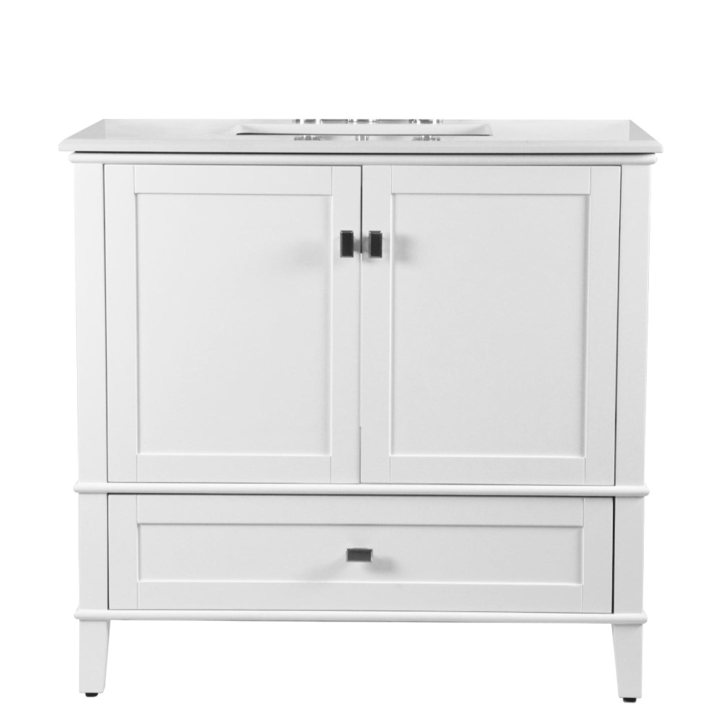 37" SINGLE VANITY IN WHITE WITH ENGINEERED STONE TOP