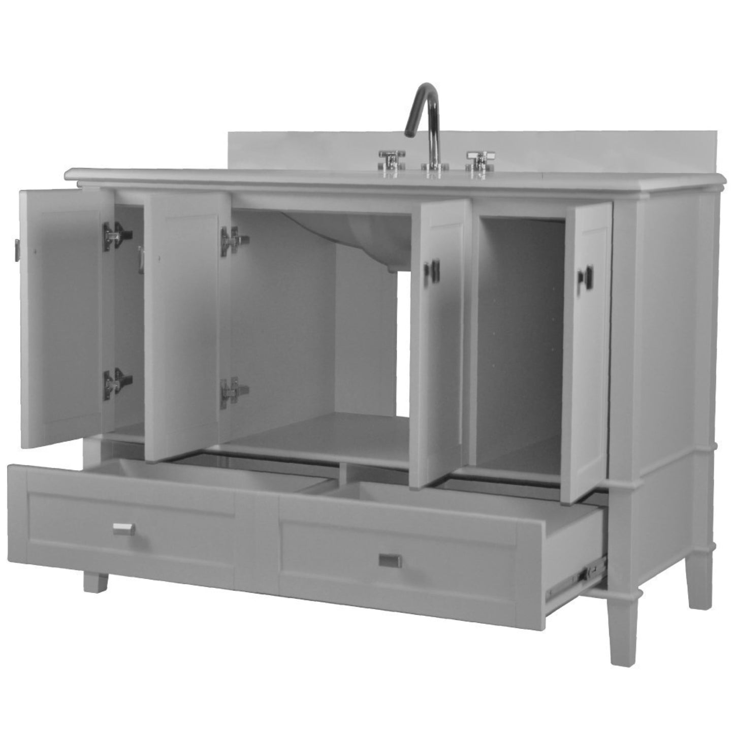 49" DOUBLE VANITY IN L/GRAY WITH ENGINEERED STONE TOP