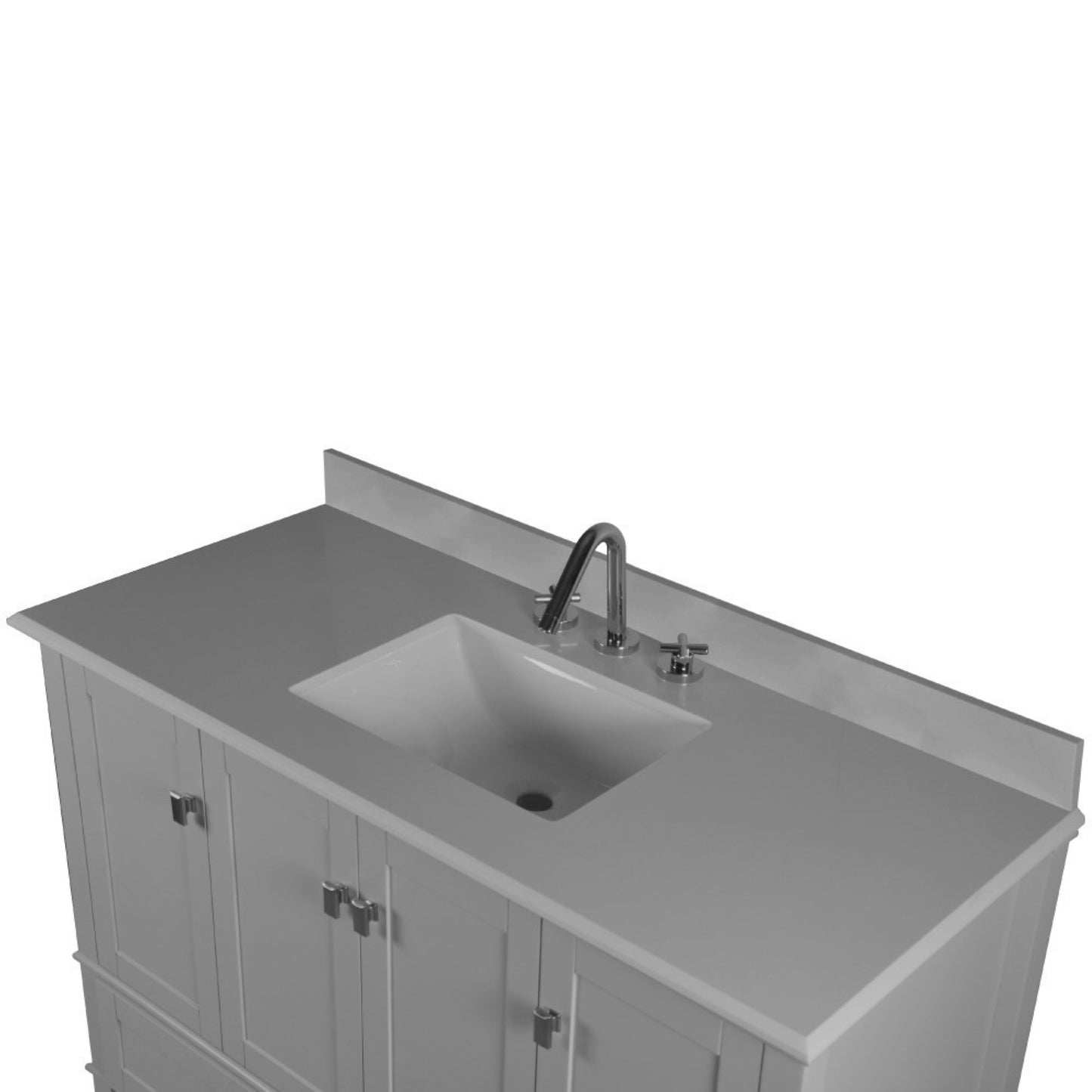 49" SINGLE VANITY IN L/GRAY WITH ENGINEERED STONE TOP