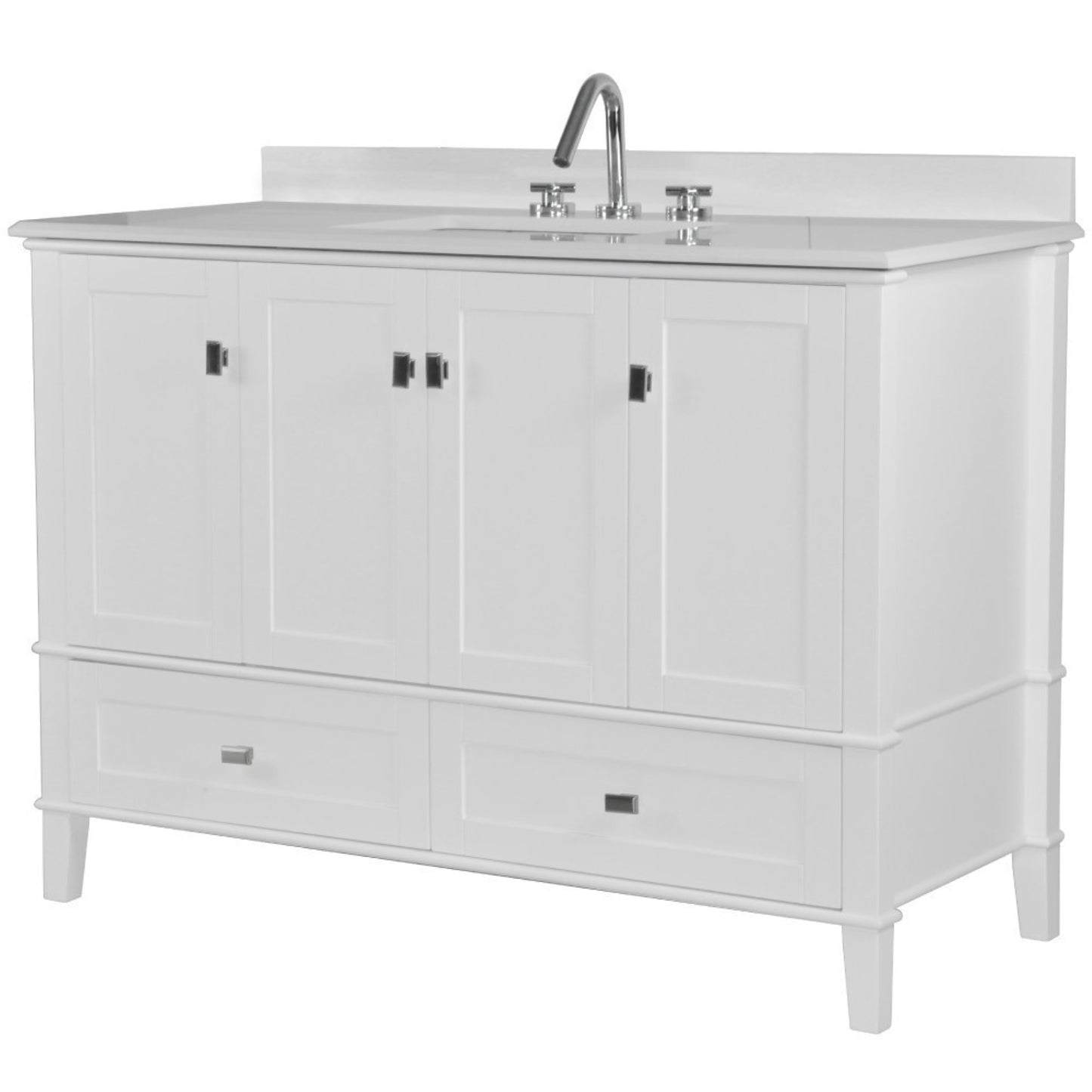 49" SINGLE VANITY IN WHITE WITH ENGINEERED STONE TOP