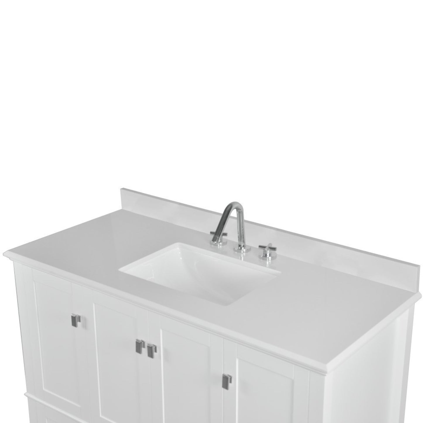 49" SINGLE VANITY IN WHITE WITH ENGINEERED STONE TOP