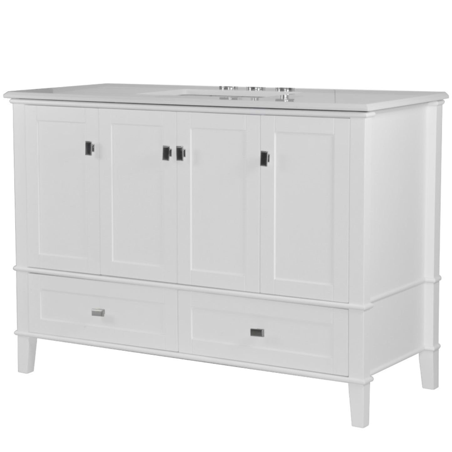 49" SINGLE VANITY IN WHITE WITH ENGINEERED STONE TOP