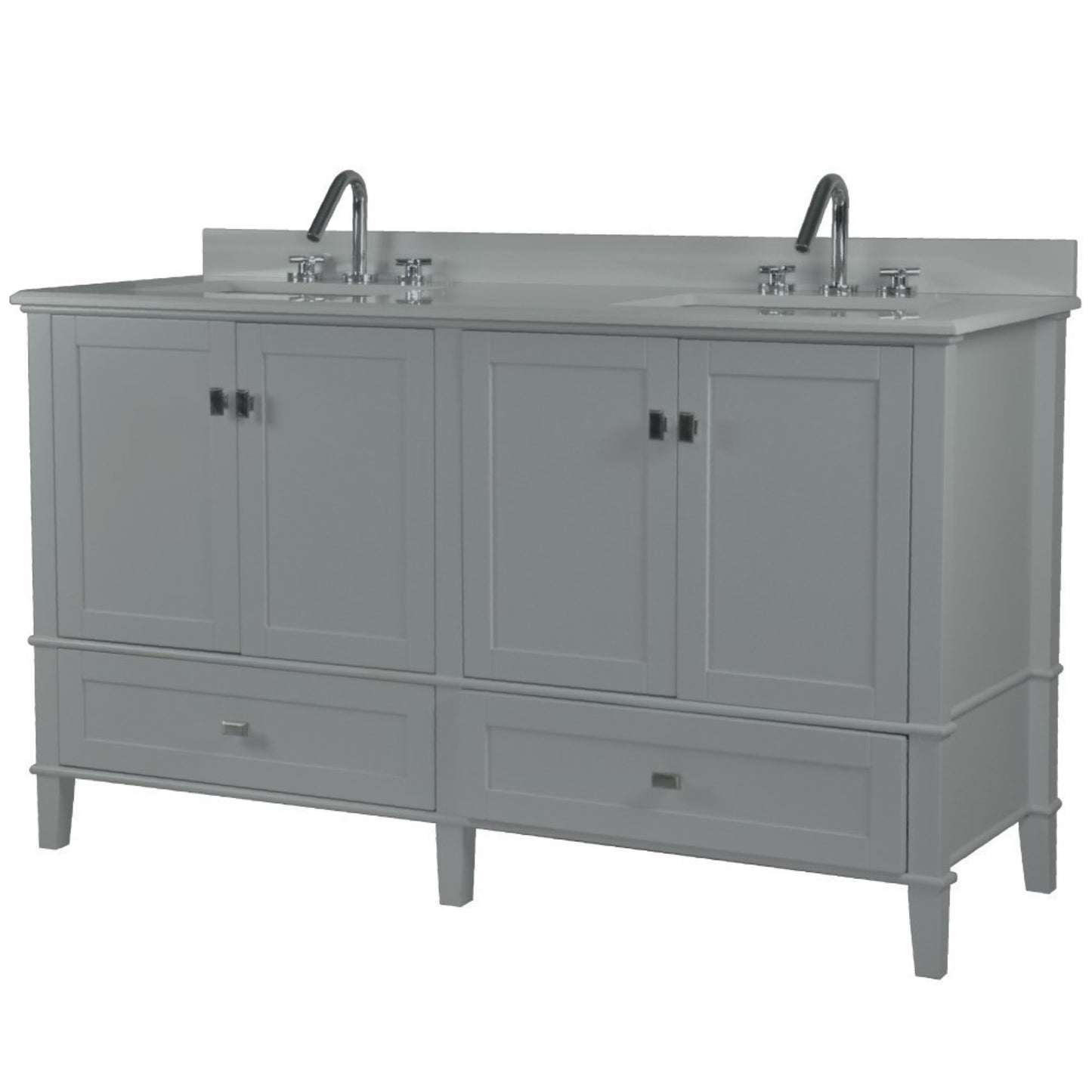 61" DOUBLE VANITY IN L/GRAY WITH ENGINEERED STONE TOP
