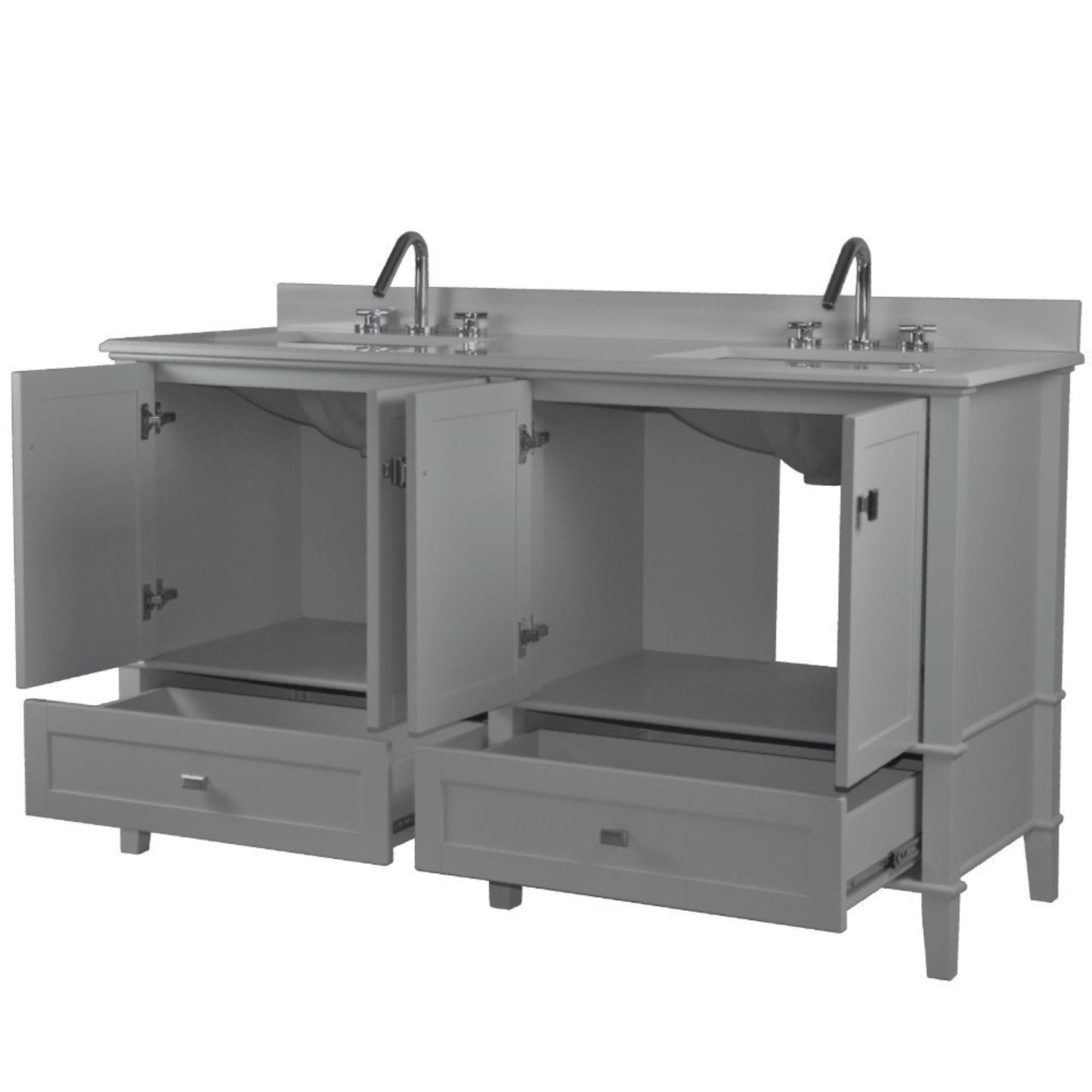 61" DOUBLE VANITY IN L/GRAY WITH ENGINEERED STONE TOP