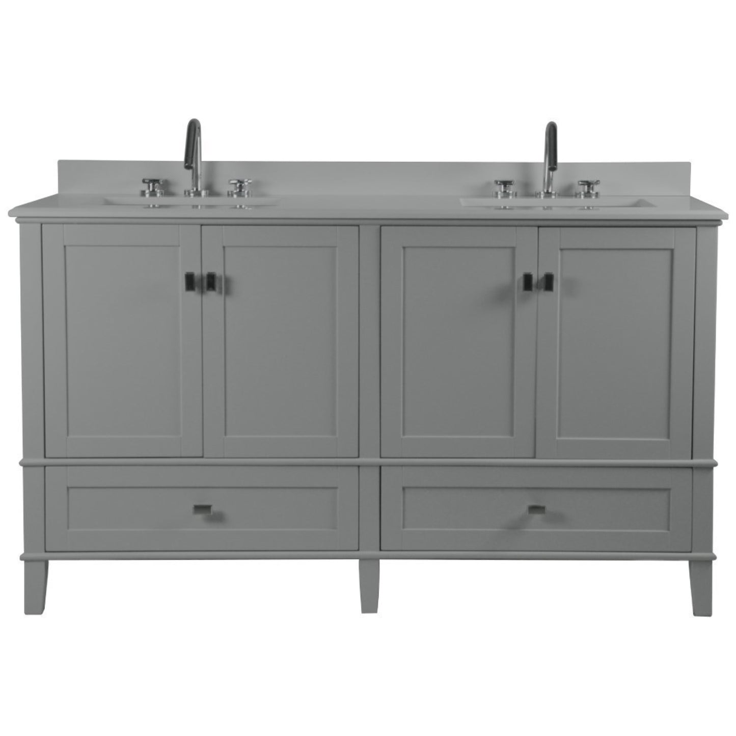 61" DOUBLE VANITY IN L/GRAY WITH ENGINEERED STONE TOP