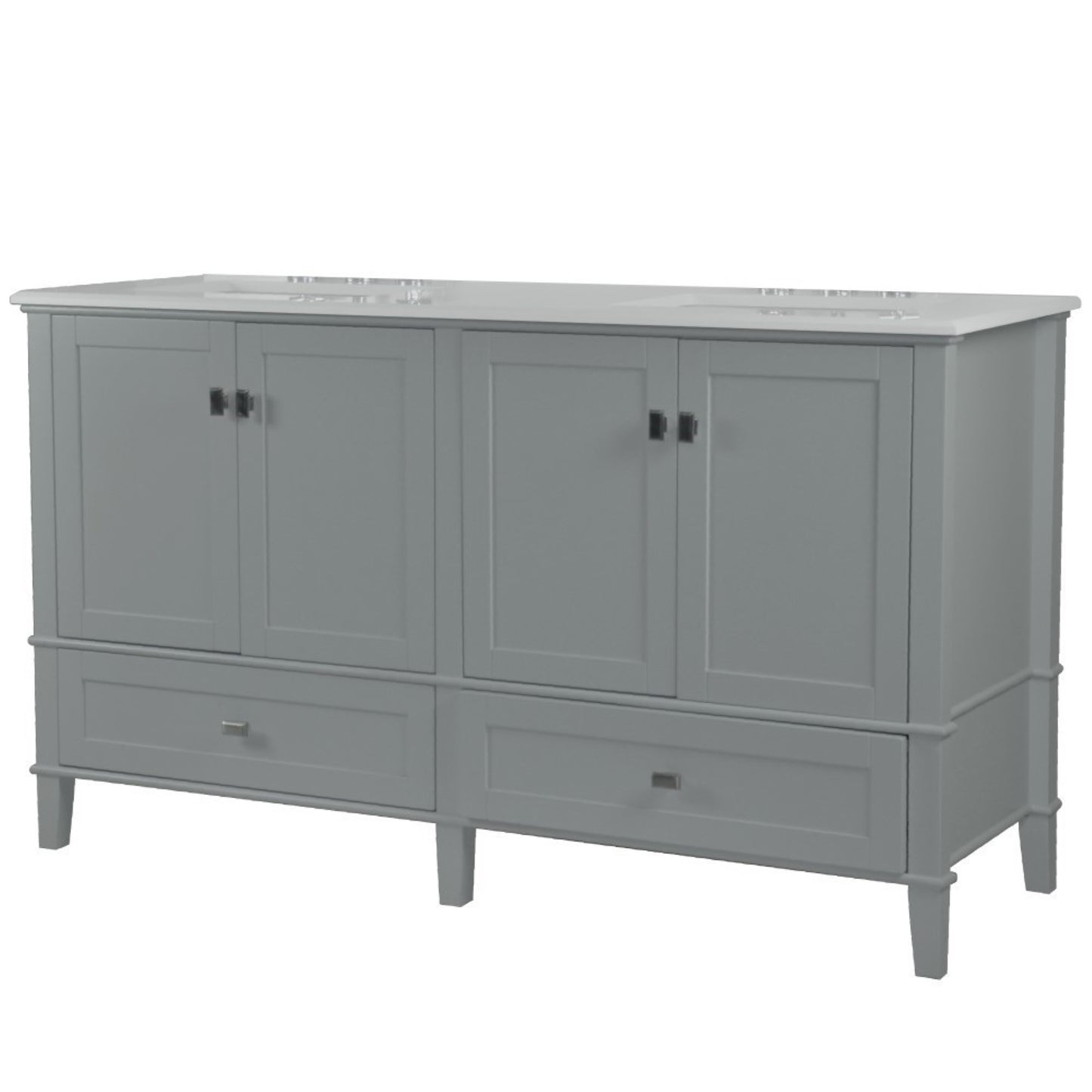 61" DOUBLE VANITY IN L/GRAY WITH ENGINEERED STONE TOP