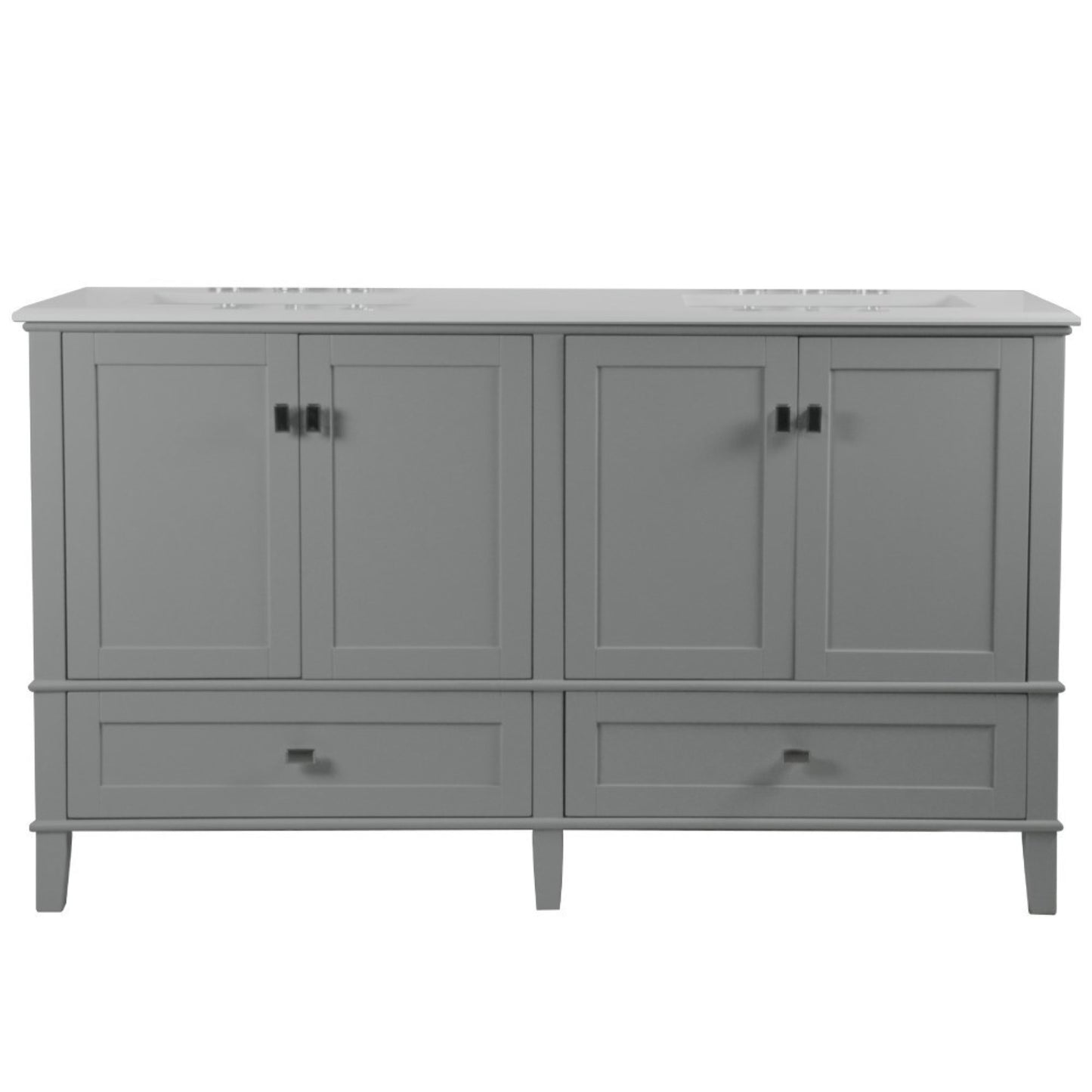 61" DOUBLE VANITY IN L/GRAY WITH ENGINEERED STONE TOP