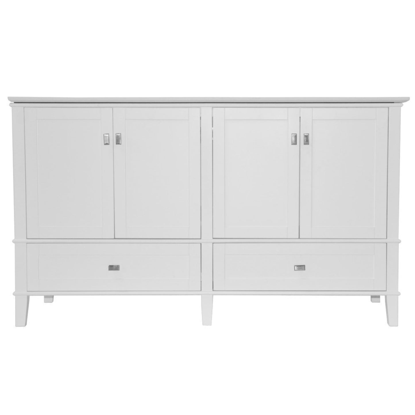 61" DOUBLE VANITY IN WHITE WITH ENGINEERED STONE TOP