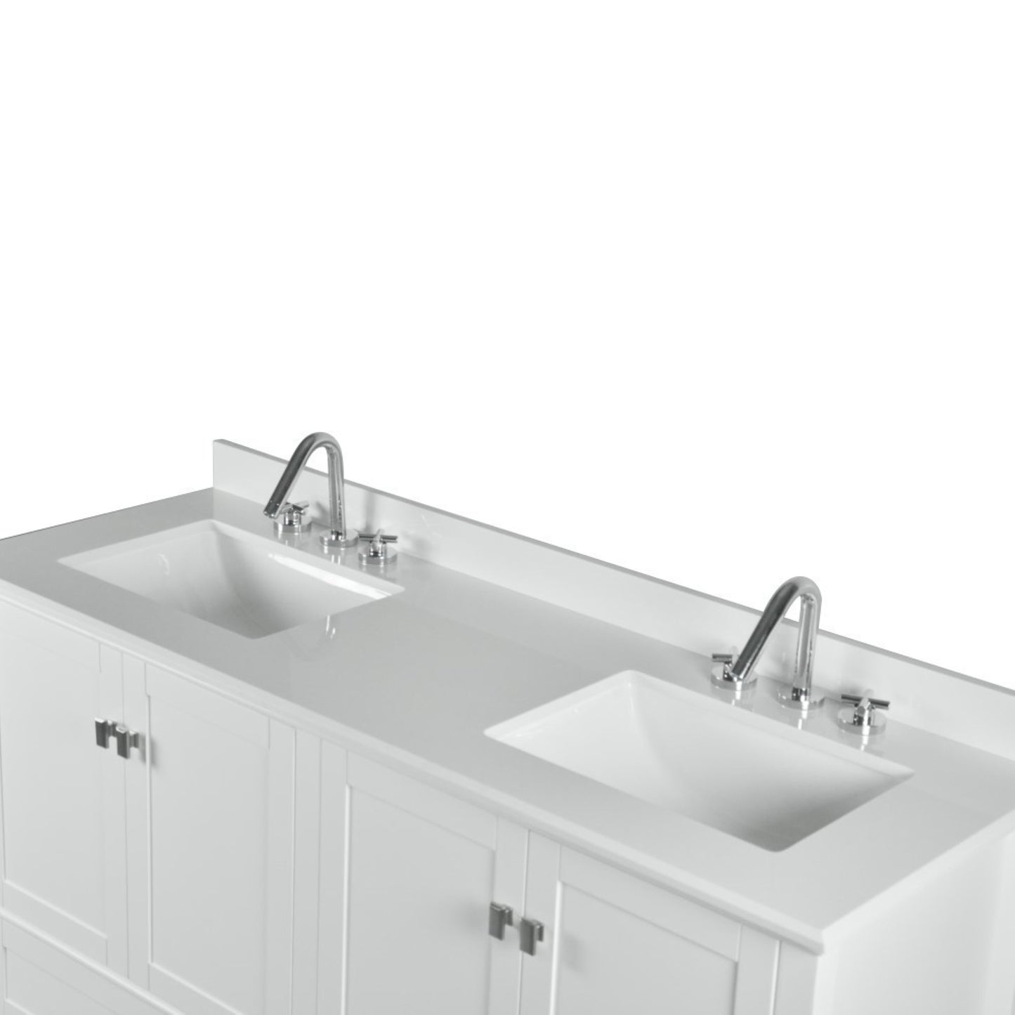 61" DOUBLE VANITY IN WHITE WITH ENGINEERED STONE TOP