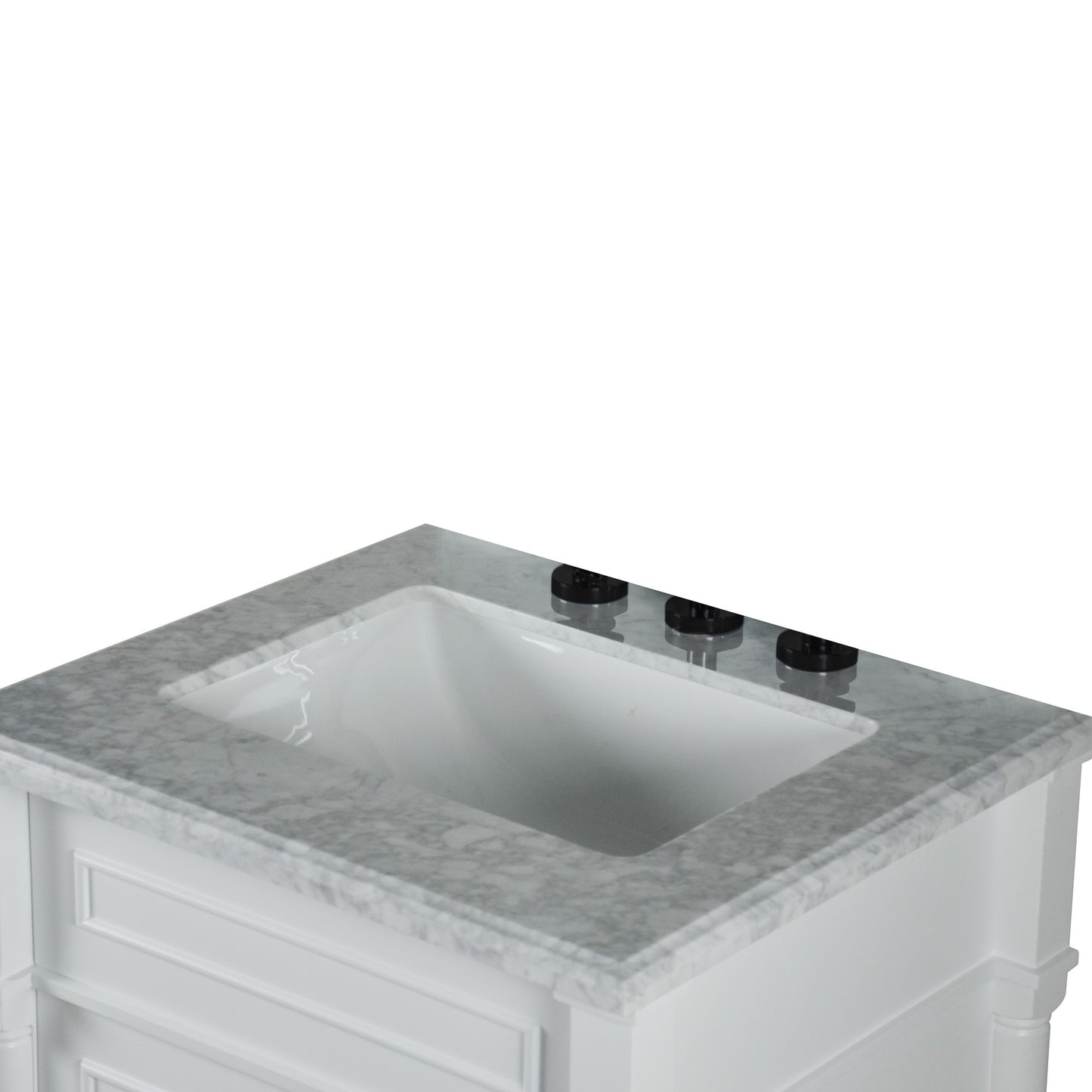 24" SINGLE VANITY IN L/GRAY WITH WHITE CARRRA MARBLE TOP