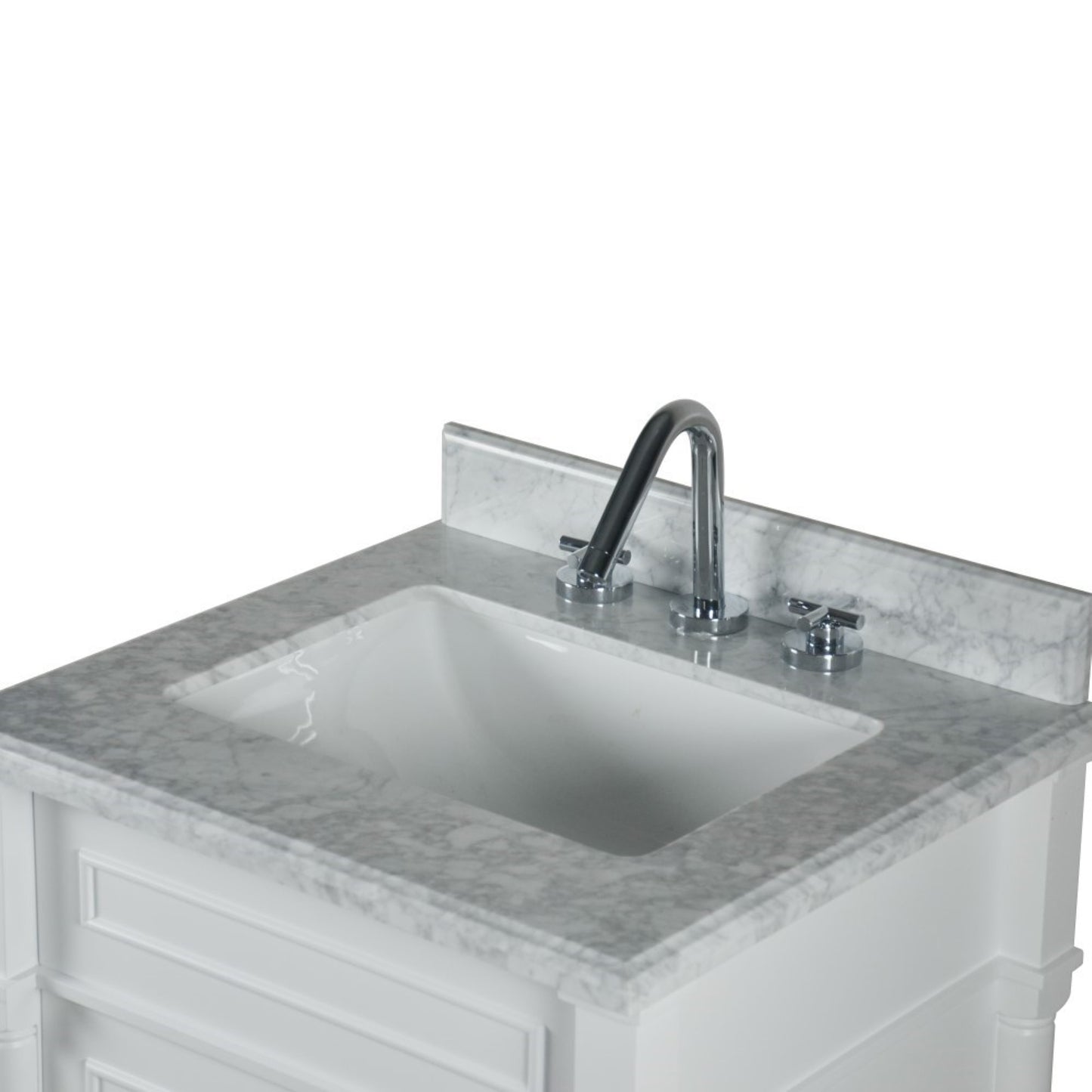 24" SINGLE VANITY IN L/GRAY WITH WHITE CARRRA MARBLE TOP
