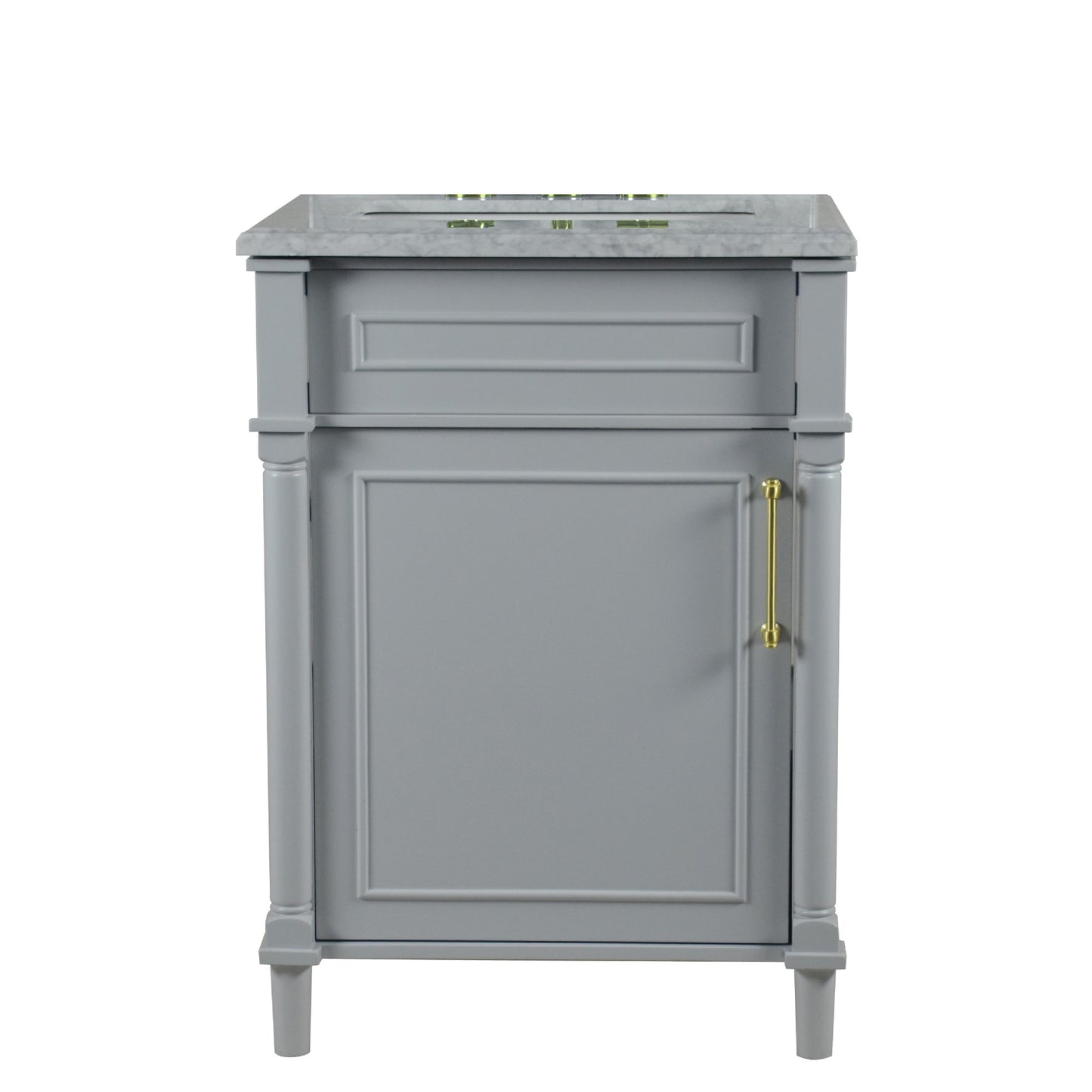 24" SINGLE VANITY IN L/GRAY WITH WHITE CARRRA MARBLE TOP