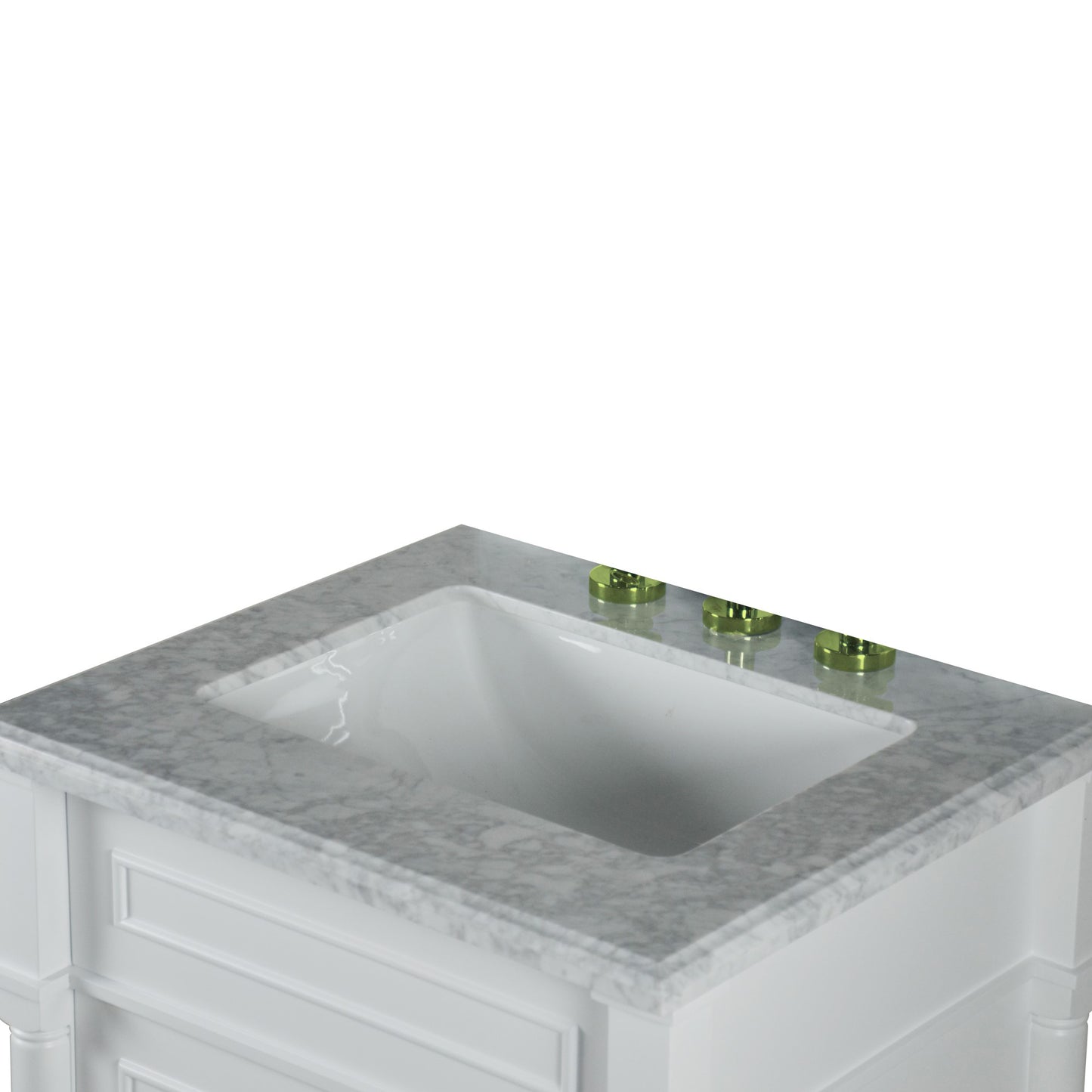 24" SINGLE VANITY IN L/GRAY WITH WHITE CARRRA MARBLE TOP