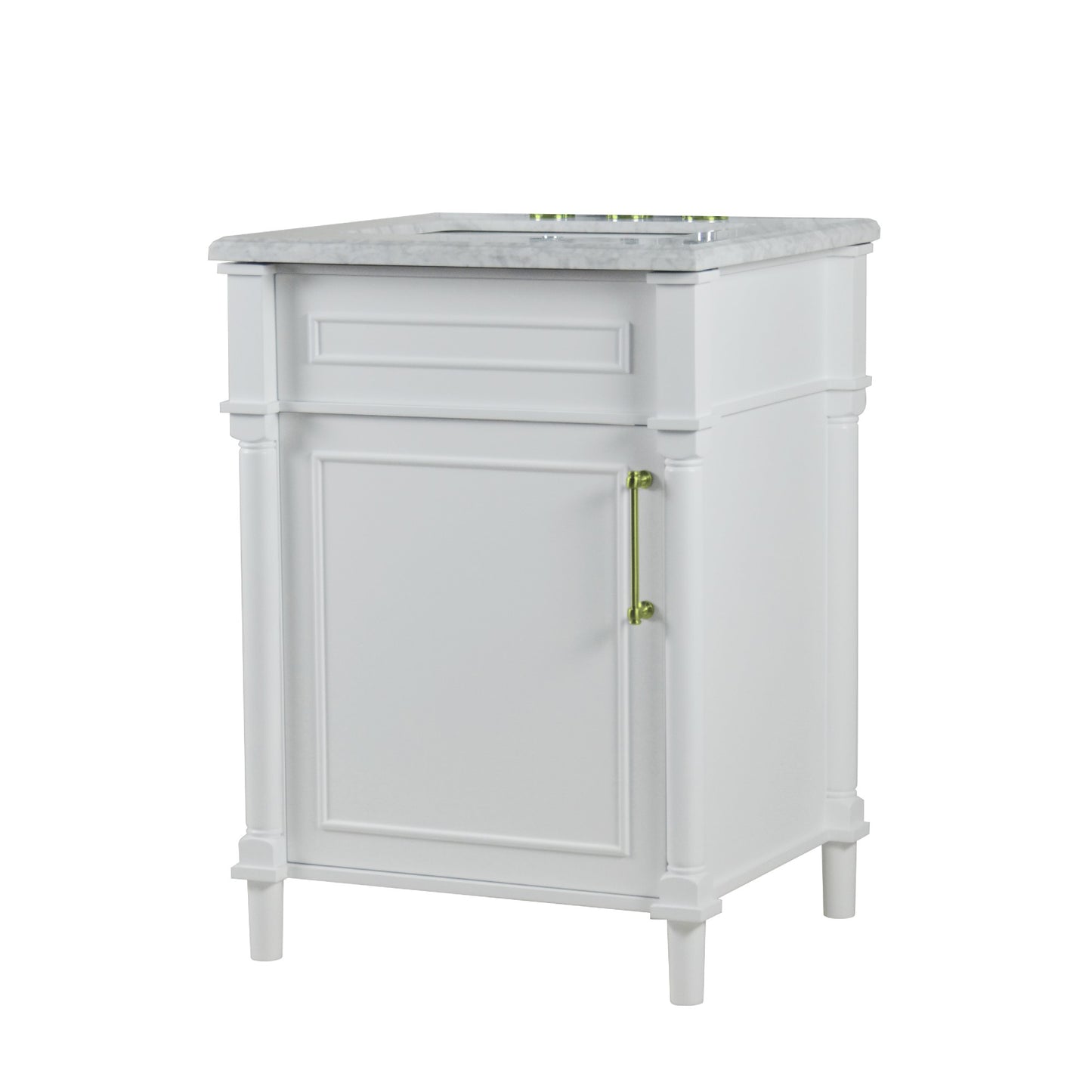 24" SINGLE VANITY IN WHITE WITH WHITE CARRRA MARBLE TOP