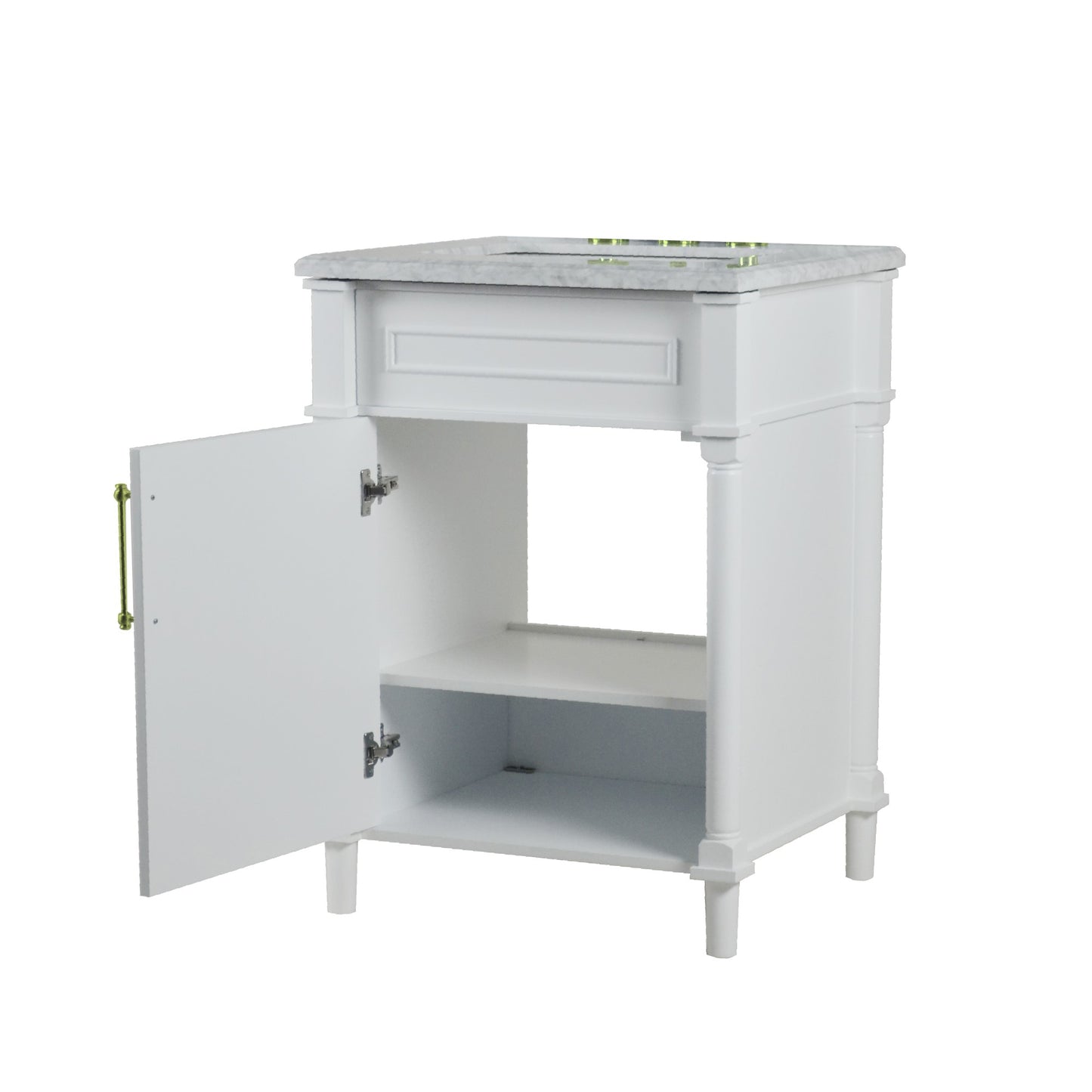 24" SINGLE VANITY IN WHITE WITH WHITE CARRRA MARBLE TOP