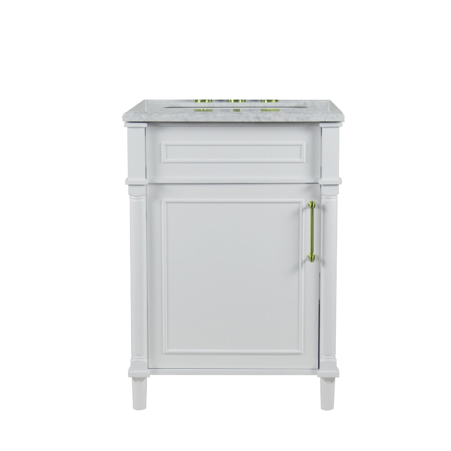 24" SINGLE VANITY IN WHITE WITH WHITE CARRRA MARBLE TOP