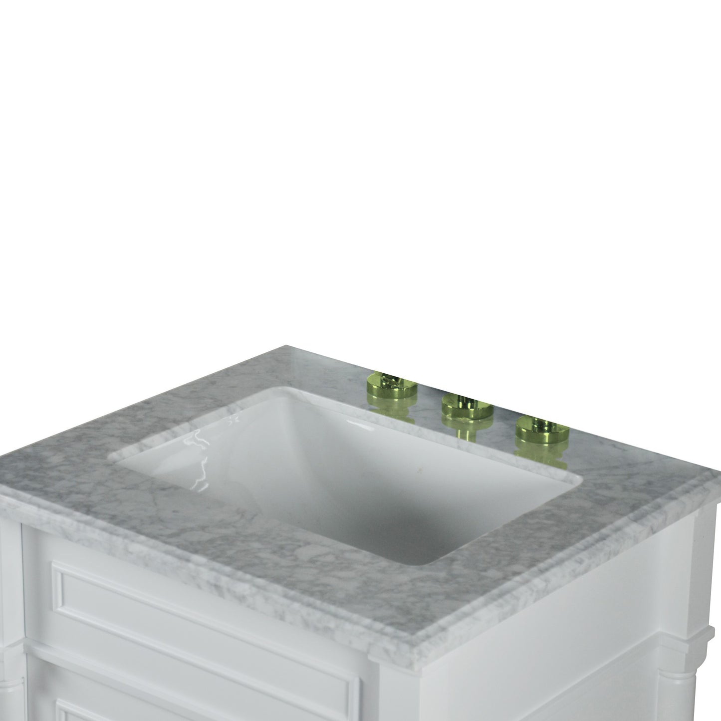 24" SINGLE VANITY IN WHITE WITH WHITE CARRRA MARBLE TOP