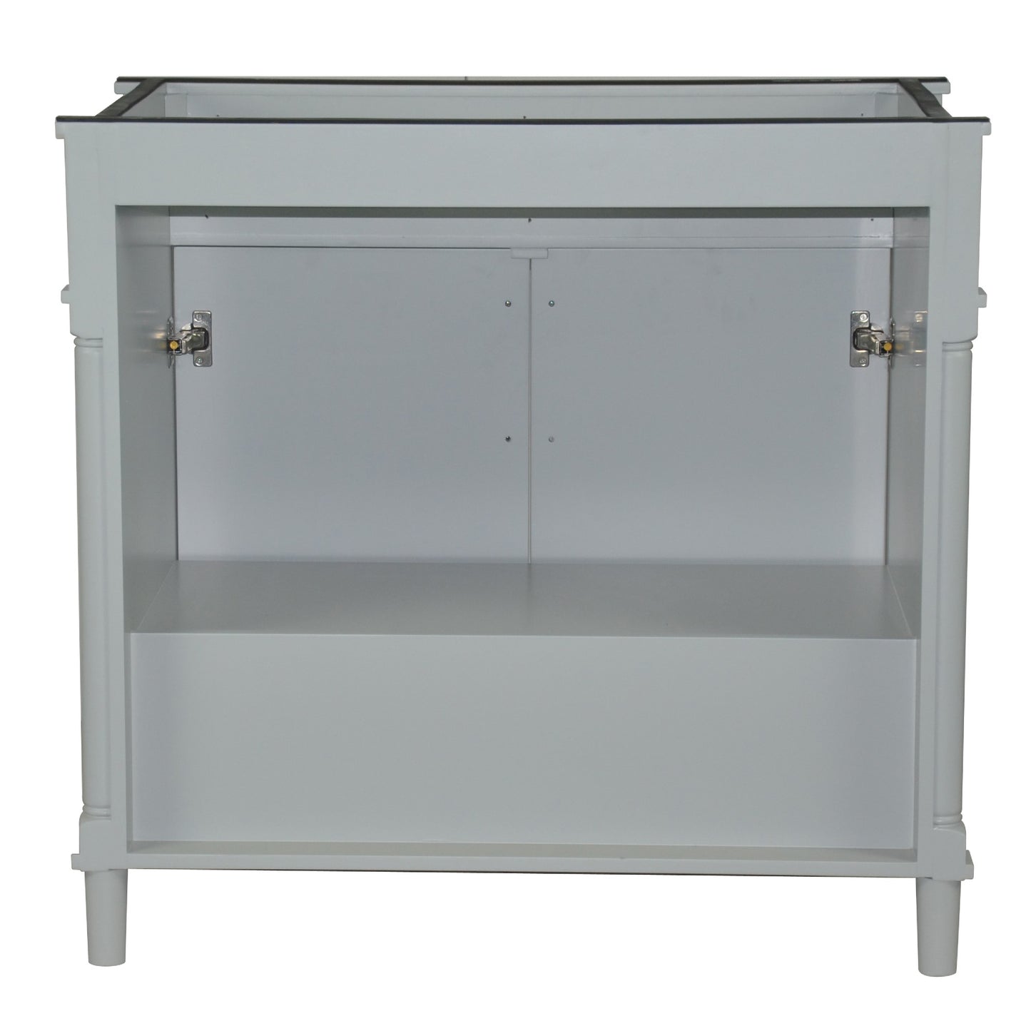 36" SINGLE VANITY IN L/GRAY WITH WHITE CARRRA MARBLE TOP