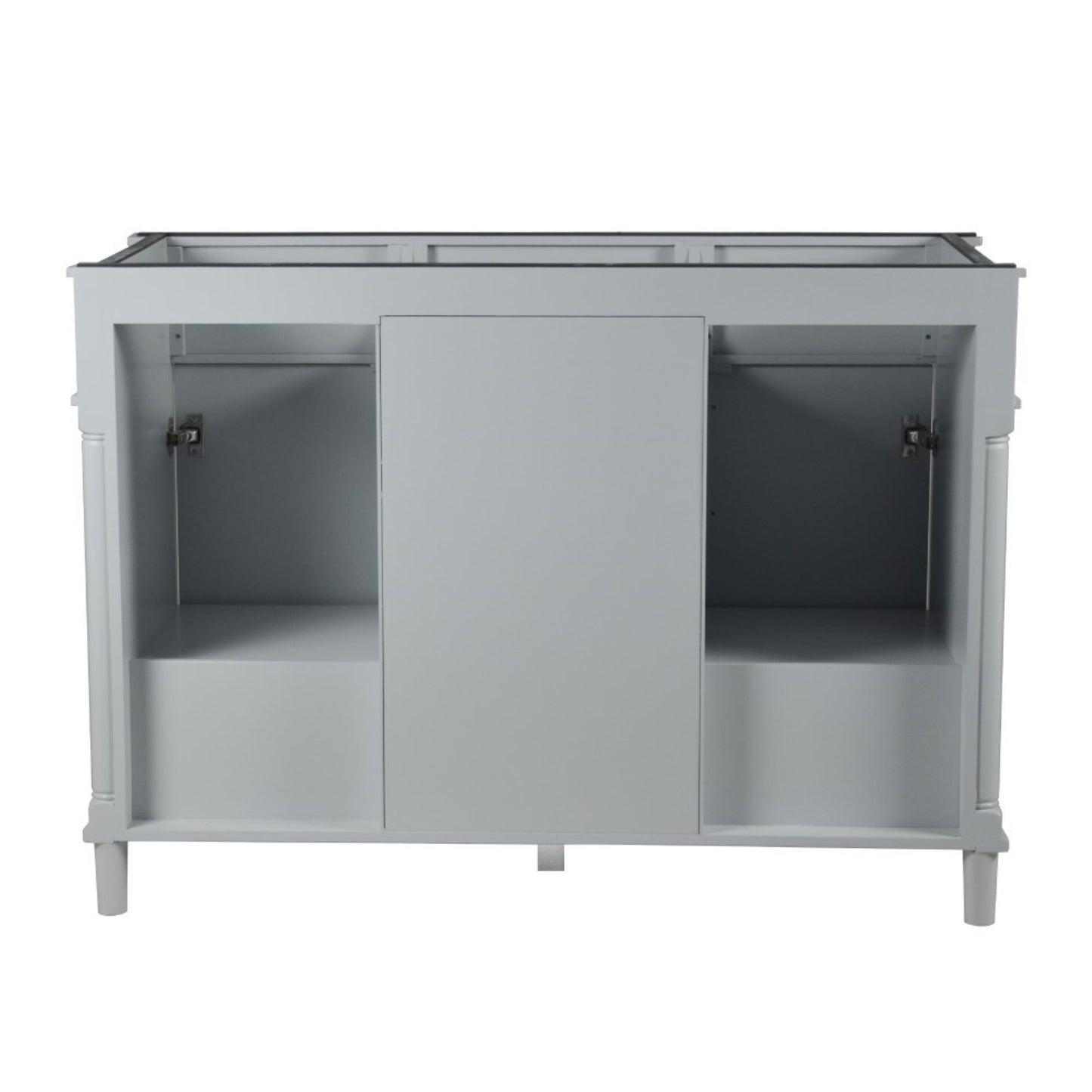 48" DOUBLE VANITY IN L/GRAY WITH WHITE CARRRA MARBLE TOP