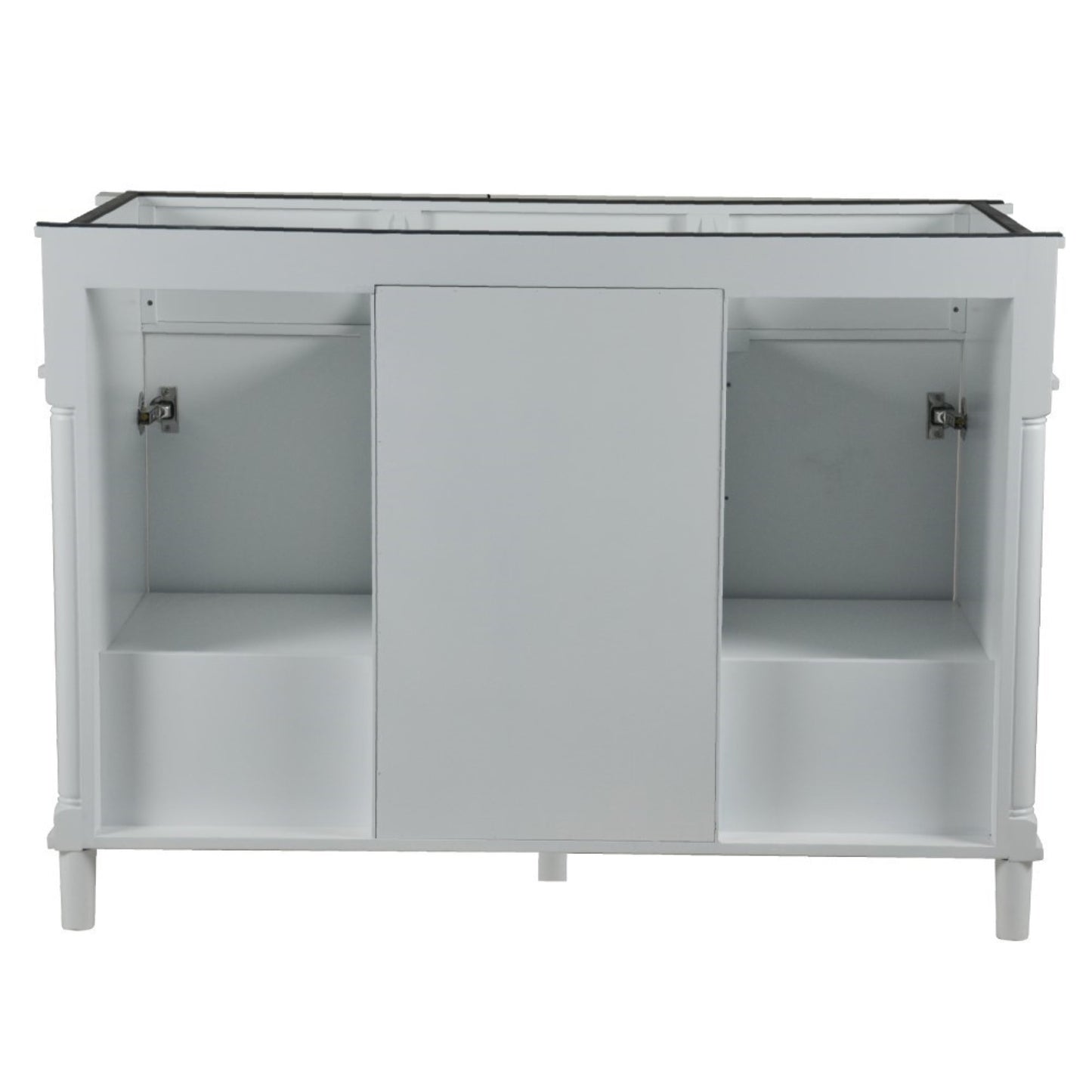 48" DOUBLE VANITY IN WHITE WITH WHITE CARRRA MARBLE TOP