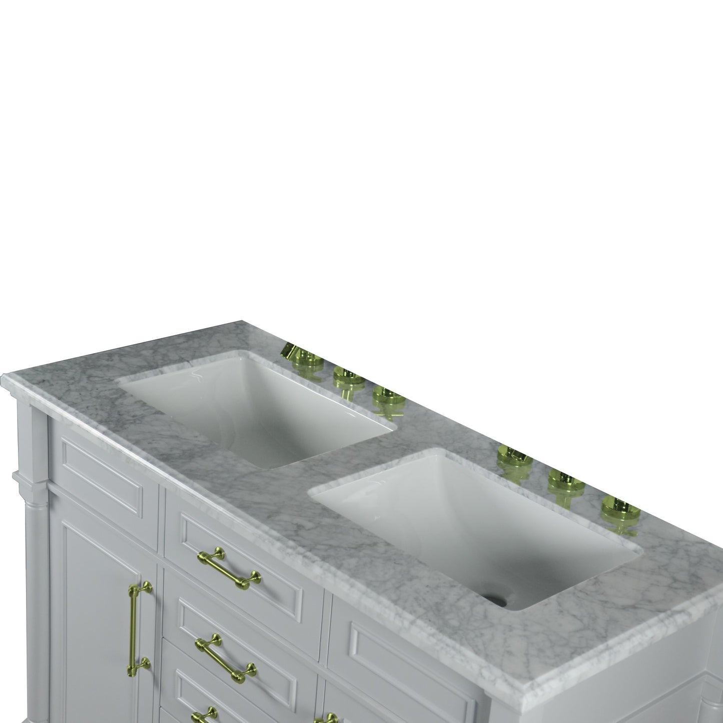 48" DOUBLE VANITY IN L/GRAY WITH WHITE CARRRA MARBLE TOP