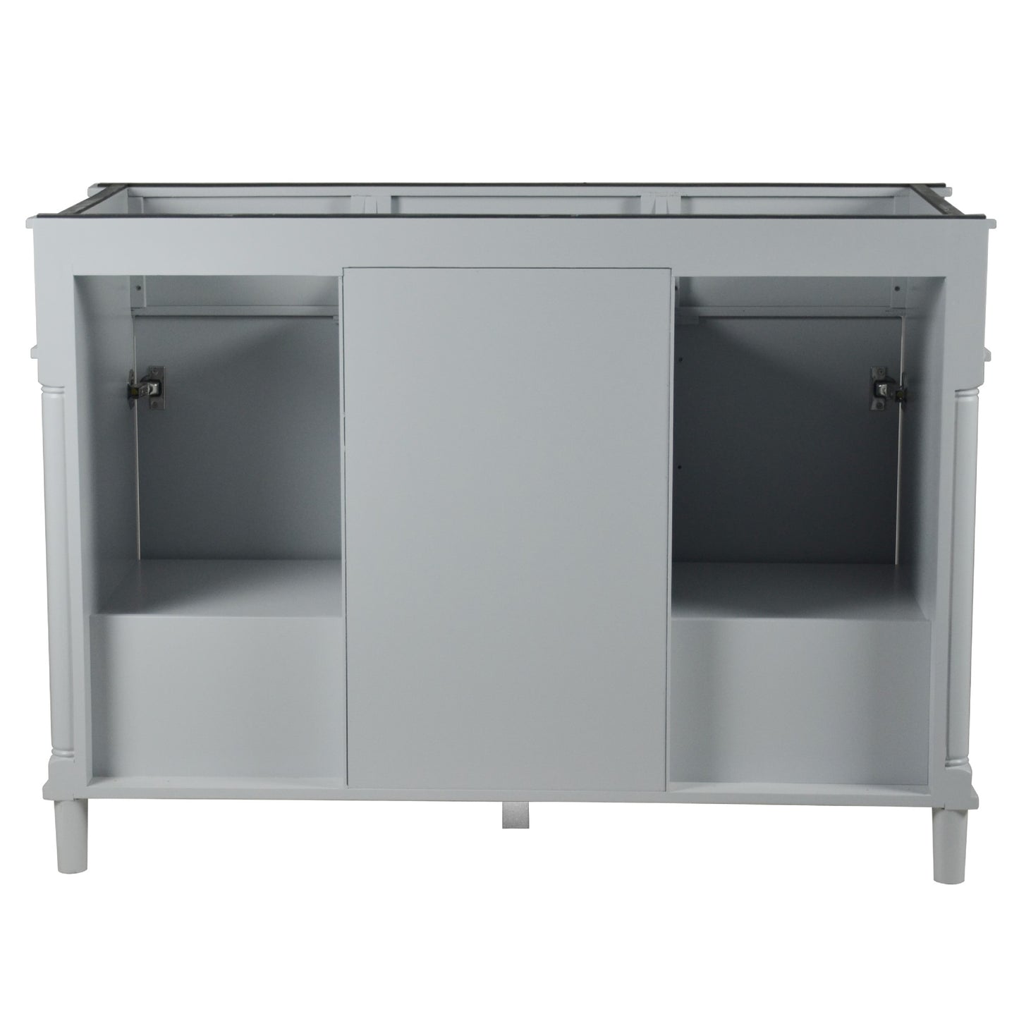 48" DOUBLE VANITY IN L/GRAY WITH WHITE CARRRA MARBLE TOP
