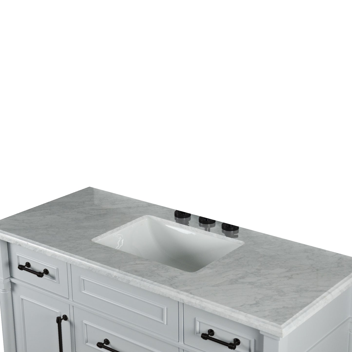 48" SINGLE VANITY IN L/GRAY WITH WHITE CARRRA MARBLE TOP