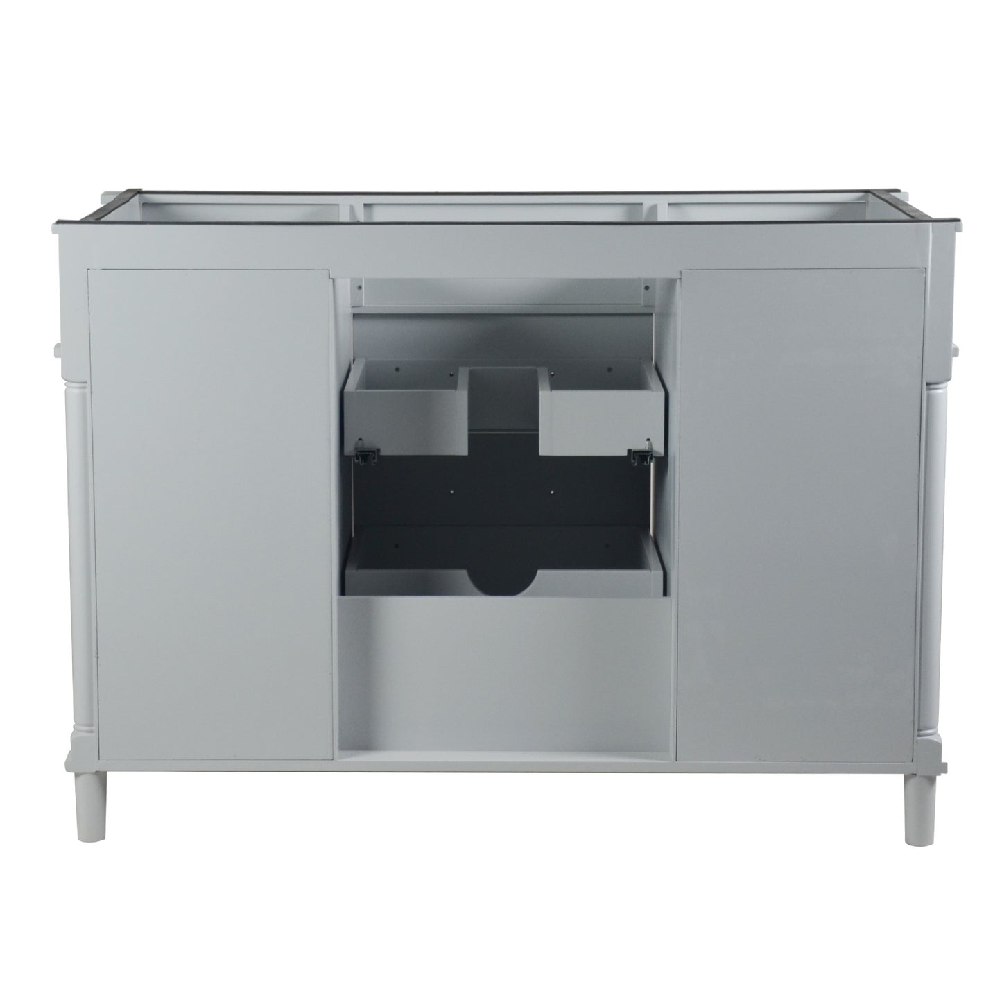 48" SINGLE VANITY IN L/GRAY WITH WHITE CARRRA MARBLE TOP