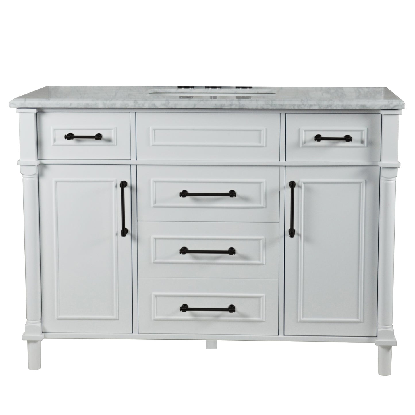 48" SINGLE VANITY IN WHITE WITH WHITE CARRRA MARBLE TOP