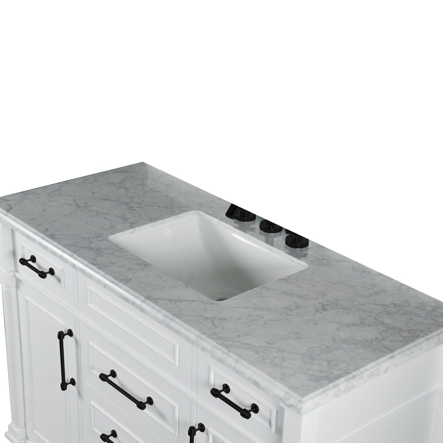 48" SINGLE VANITY IN WHITE WITH WHITE CARRRA MARBLE TOP