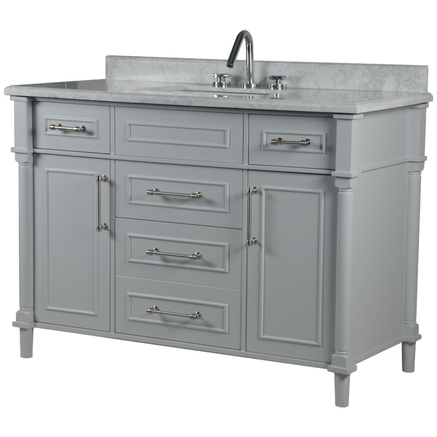 48" SINGLE VANITY IN L/GRAY WITH WHITE CARRRA MARBLE TOP