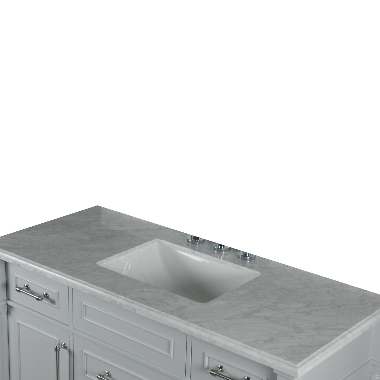 48" SINGLE VANITY IN L/GRAY WITH WHITE CARRRA MARBLE TOP