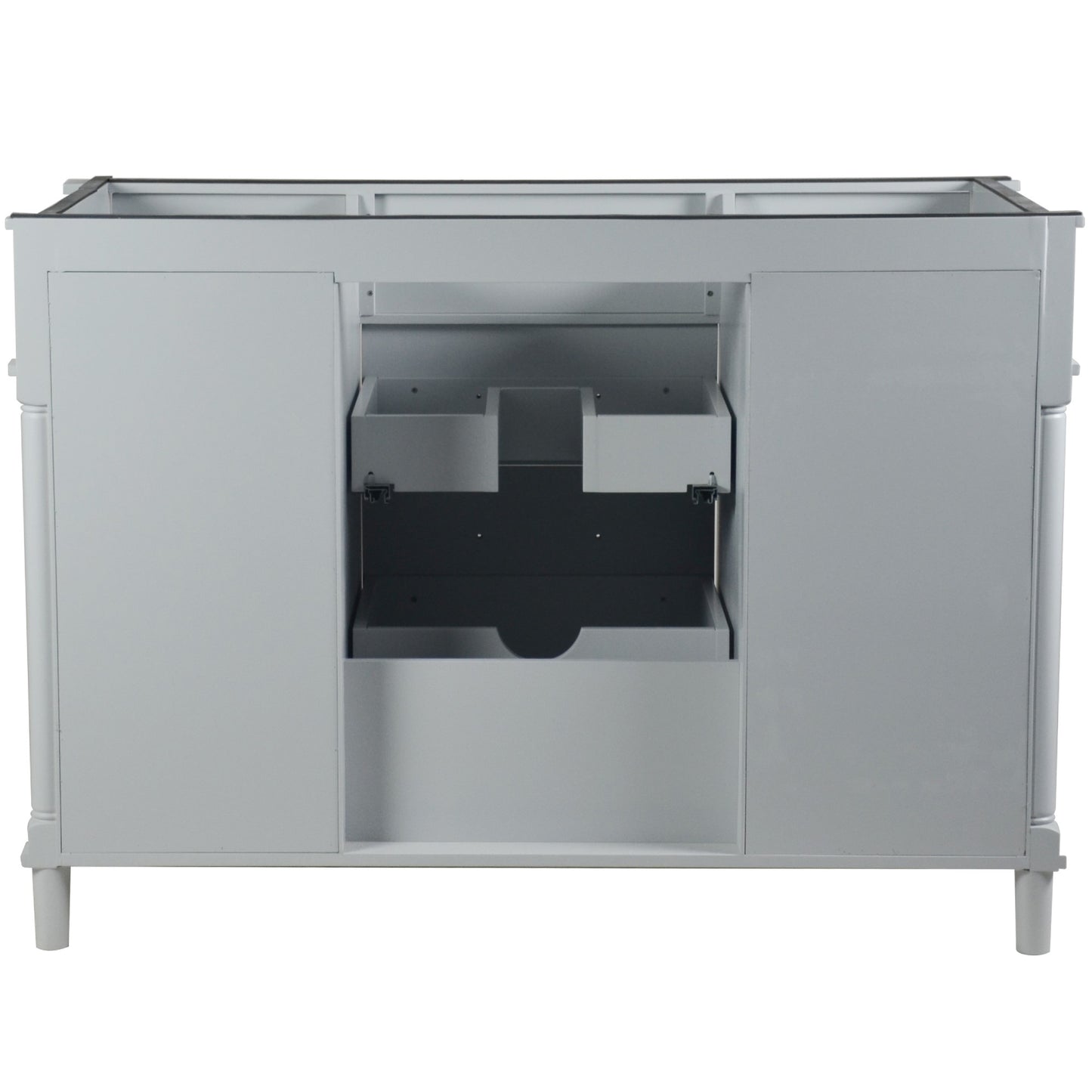 48" SINGLE VANITY IN L/GRAY WITH WHITE CARRRA MARBLE TOP