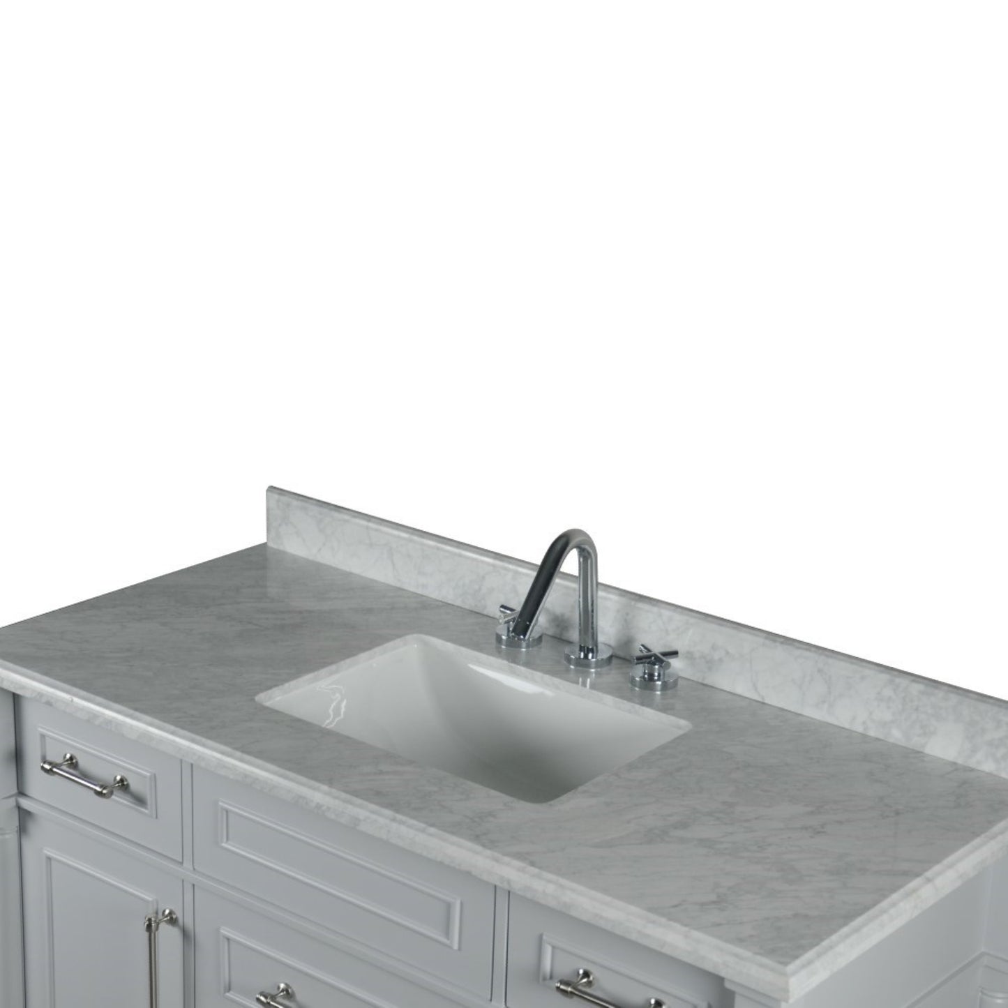 48" SINGLE VANITY IN L/GRAY WITH WHITE CARRRA MARBLE TOP