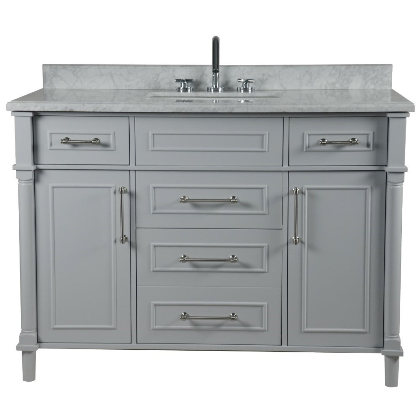 48" SINGLE VANITY IN L/GRAY WITH WHITE CARRRA MARBLE TOP