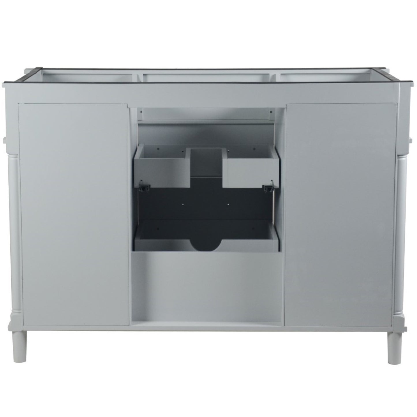 48" SINGLE VANITY IN L/GRAY WITH WHITE CARRRA MARBLE TOP