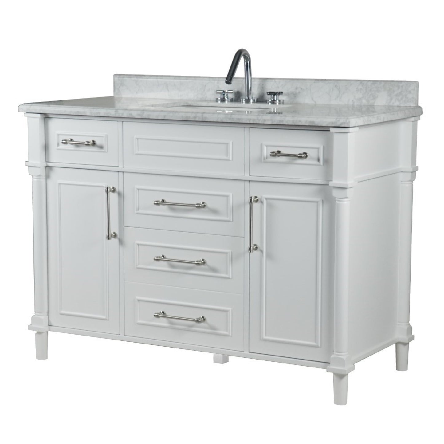 48" SINGLE VANITY IN WHITE WITH WHITE CARRRA MARBLE TOP