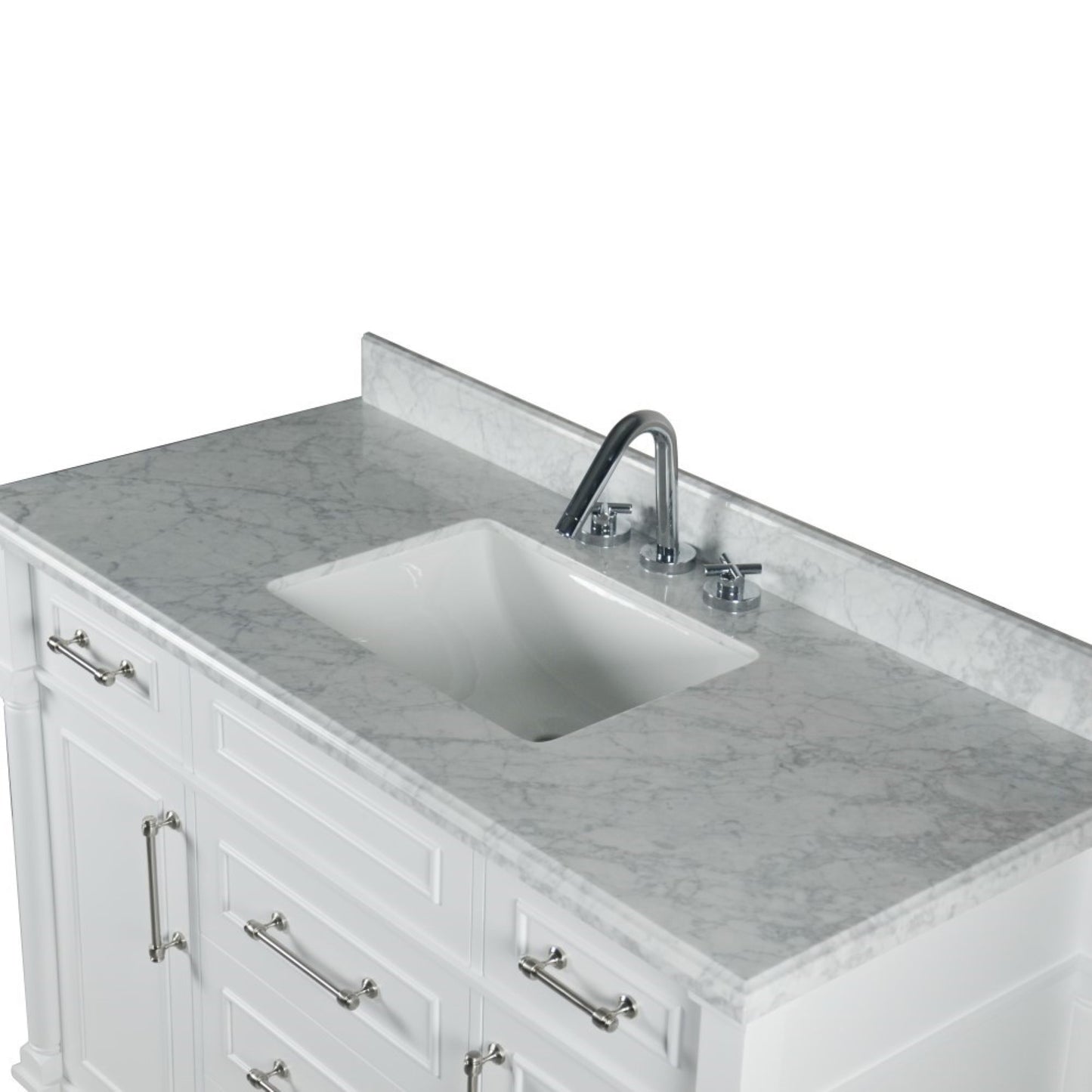 48" SINGLE VANITY IN WHITE WITH WHITE CARRRA MARBLE TOP