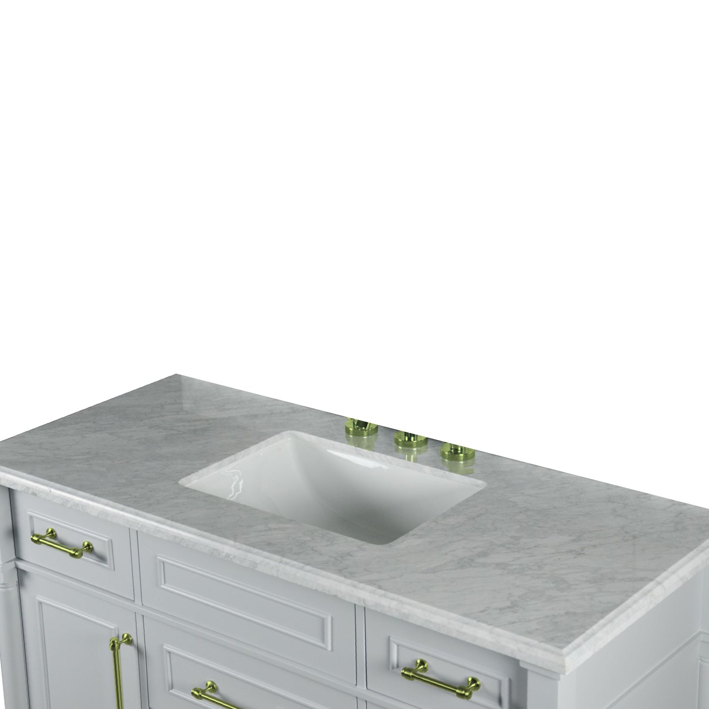 48" SINGLE VANITY IN L/GRAY WITH WHITE CARRRA MARBLE TOP