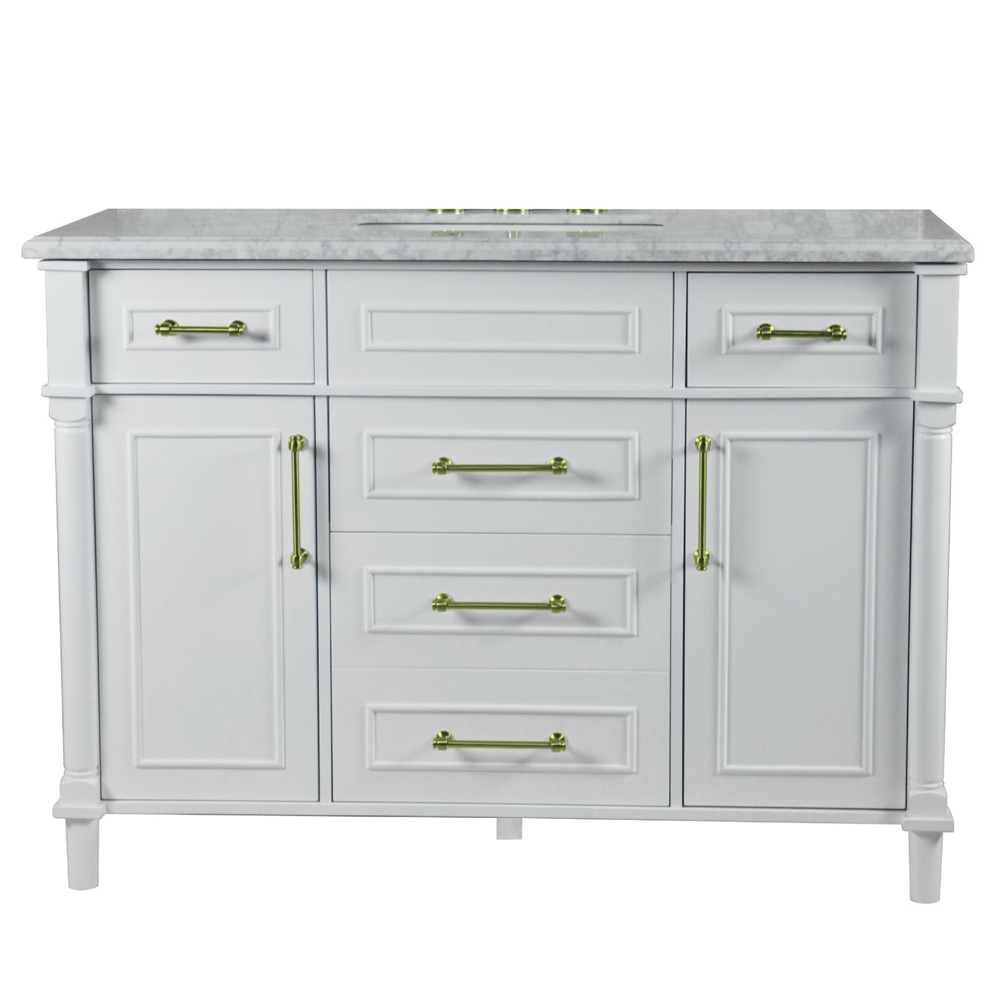 48" SINGLE VANITY IN WHITE WITH WHITE CARRRA MARBLE TOP