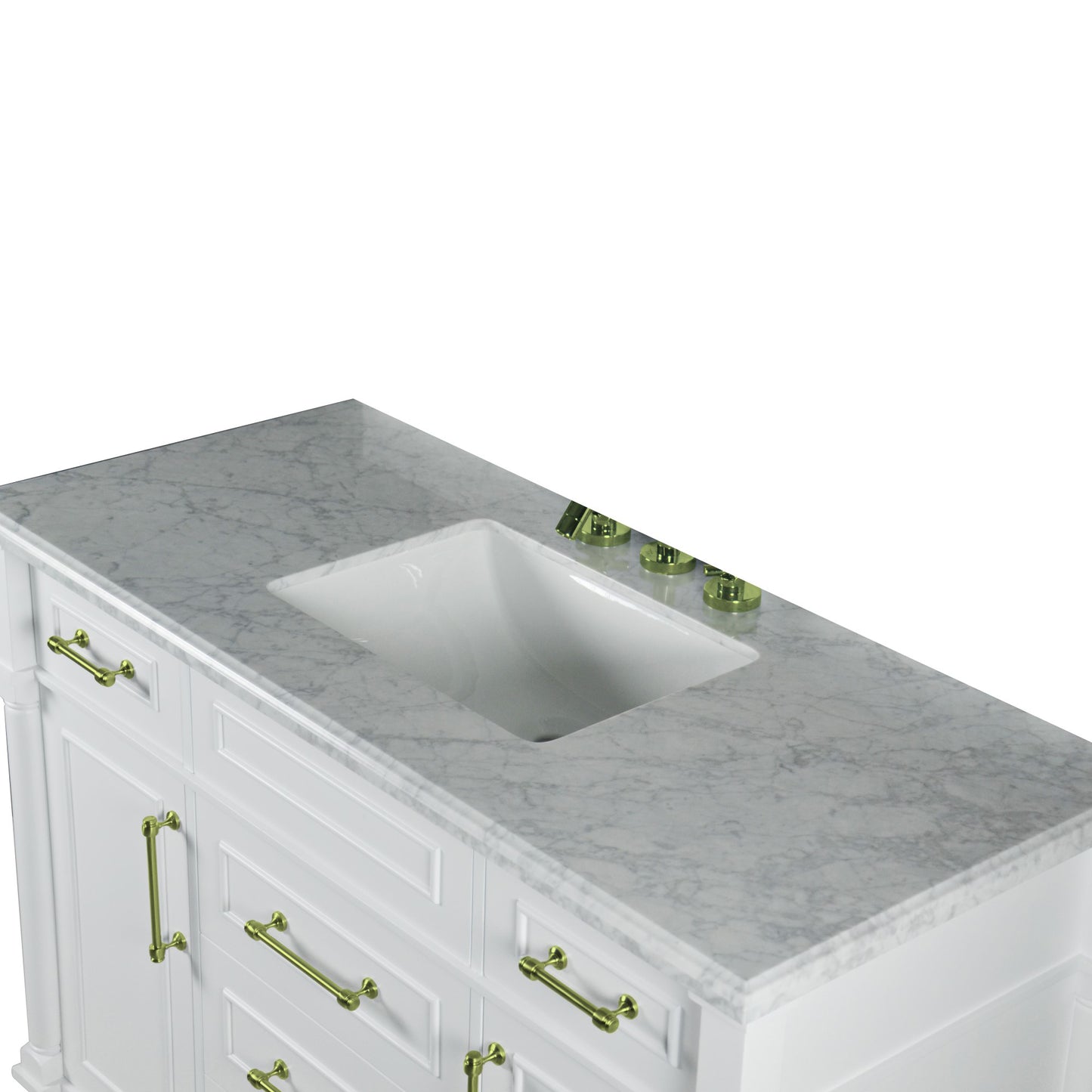 48" SINGLE VANITY IN WHITE WITH WHITE CARRRA MARBLE TOP