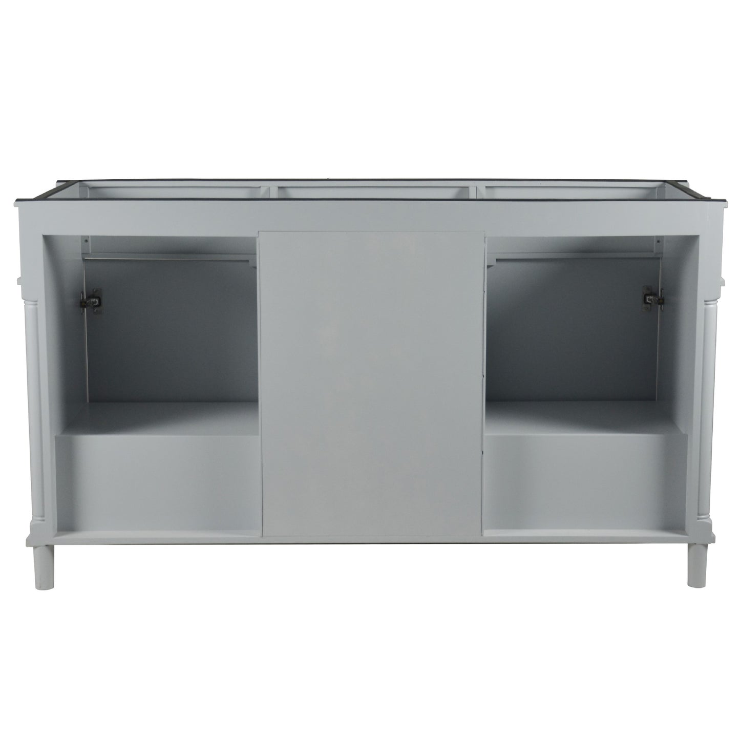 60" DOUBLE VANITY IN L/GRAY WITH WHITE CARRRA MARBLE TOP