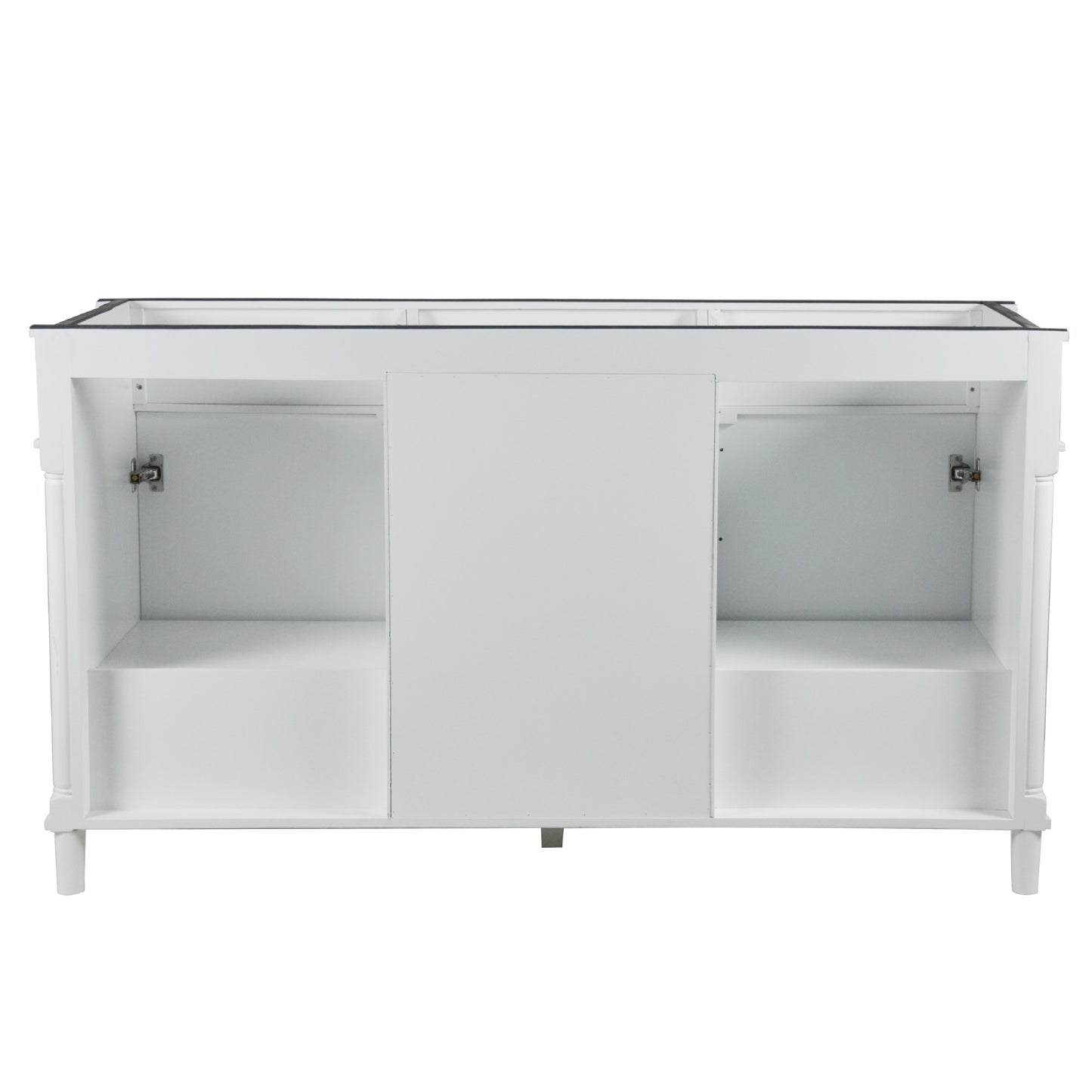 60" DOUBLE VANITY IN WHITE WITH WHITE CARRRA MARBLE TOP