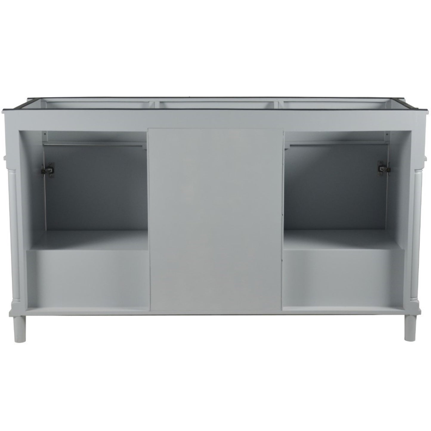 60" DOUBLE VANITY IN L/GRAY WITH WHITE CARRRA MARBLE TOP