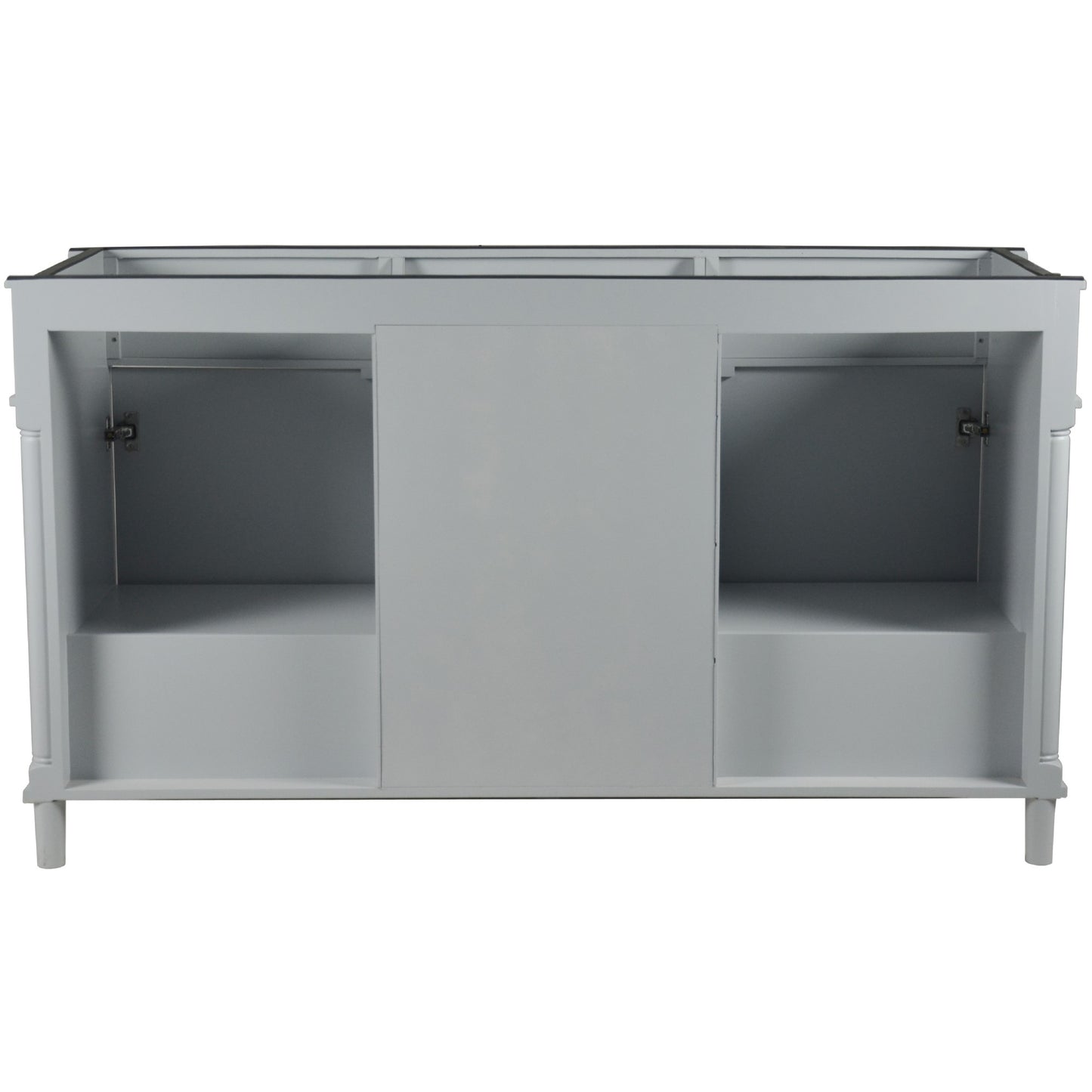 60" DOUBLE VANITY IN L/GRAY WITH WHITE CARRRA MARBLE TOP